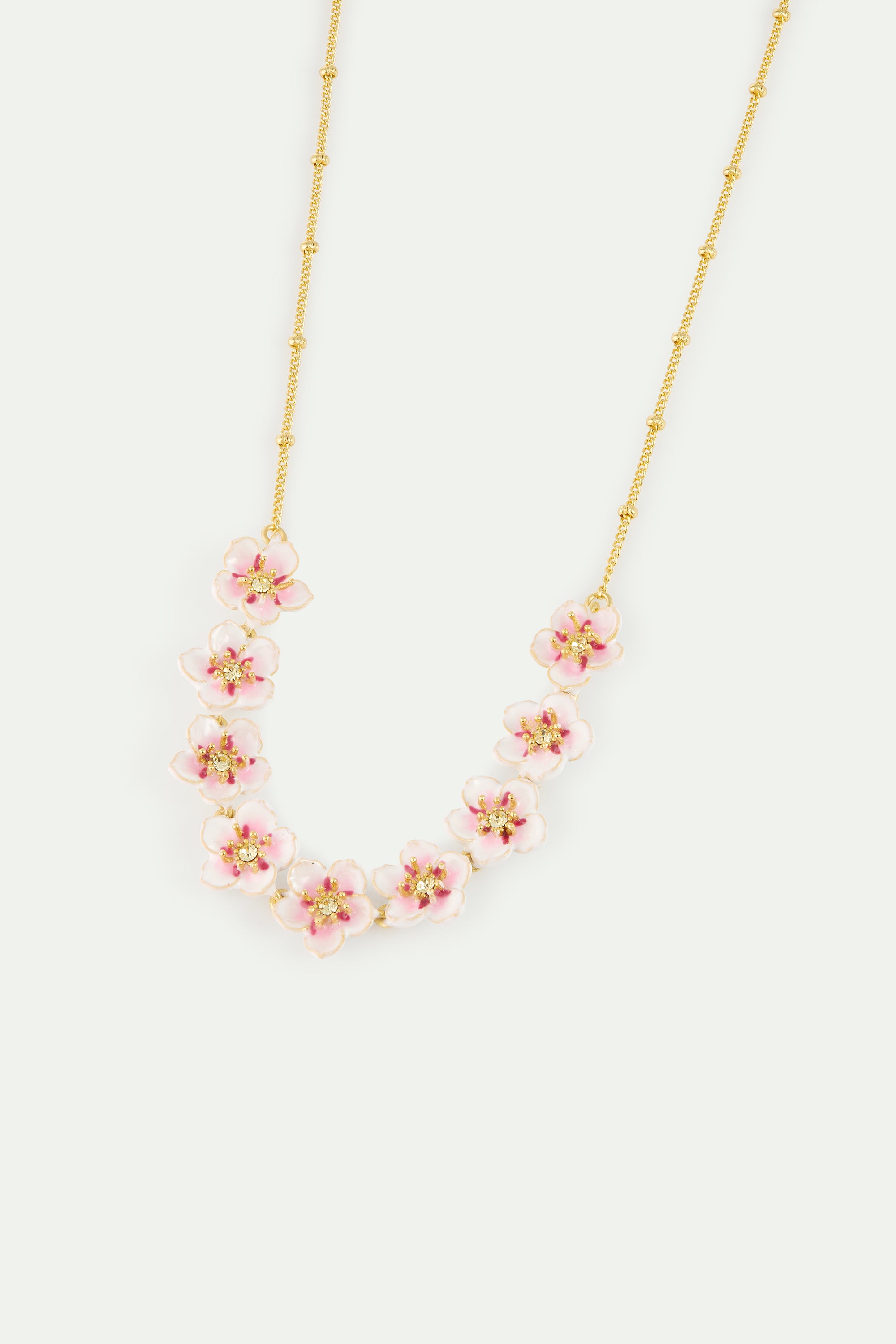 Collier plastron mini fleurs blanches de cerisier
