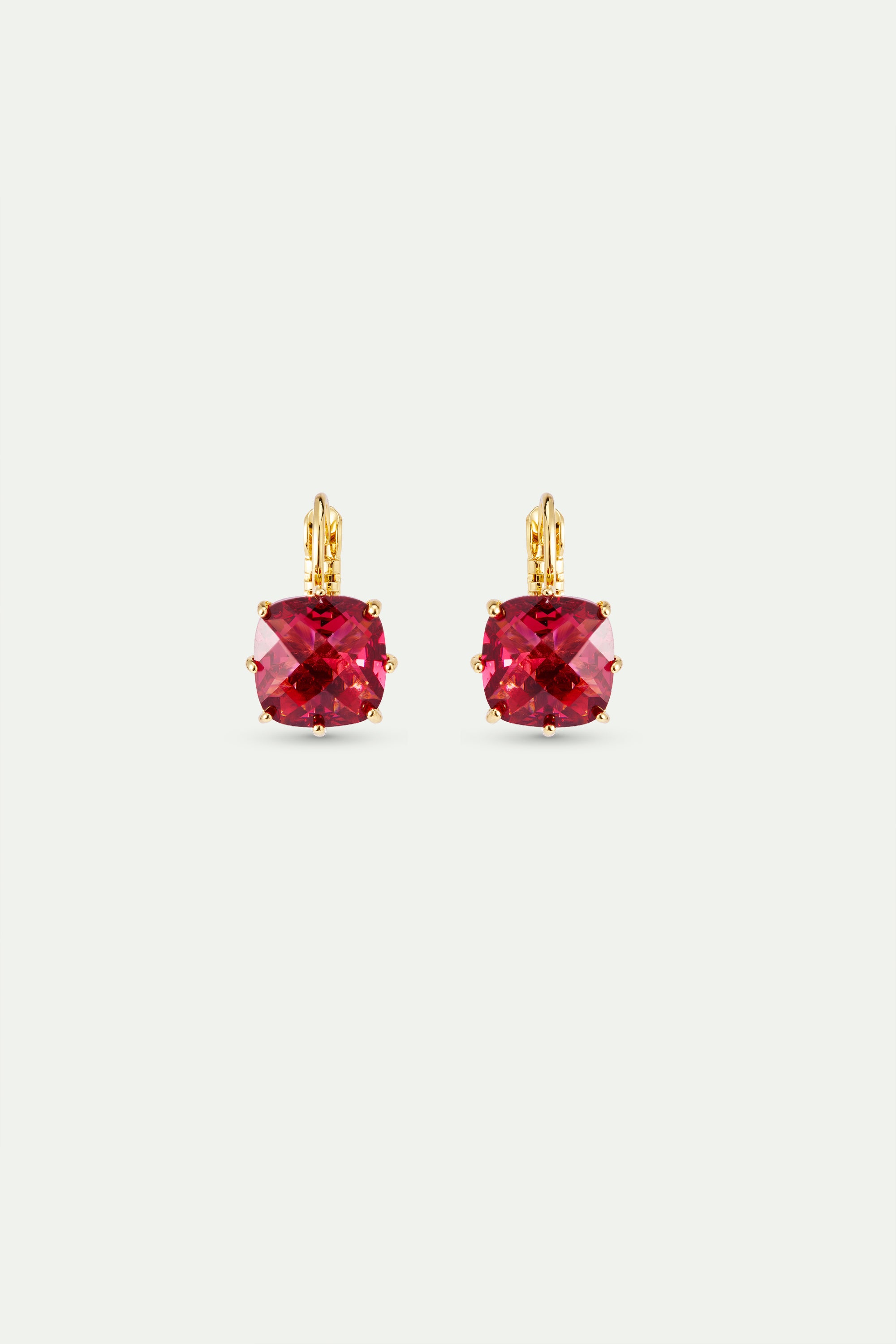Boucles d'oreilles dormeuses pierre carrée La Diamantine Rosa Centifolia