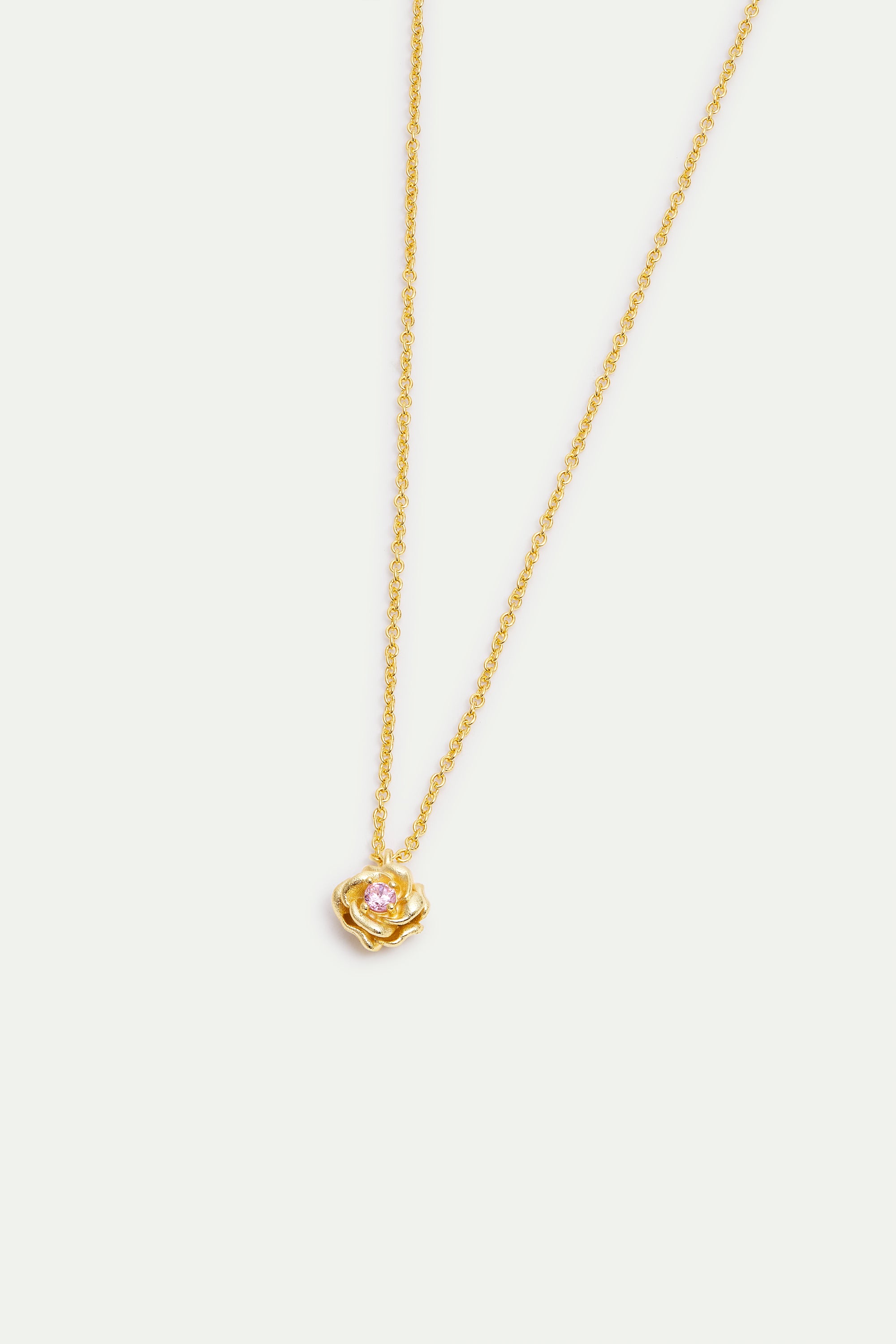 Collier pendentif rose dorée Mona Lisa et cristal rose