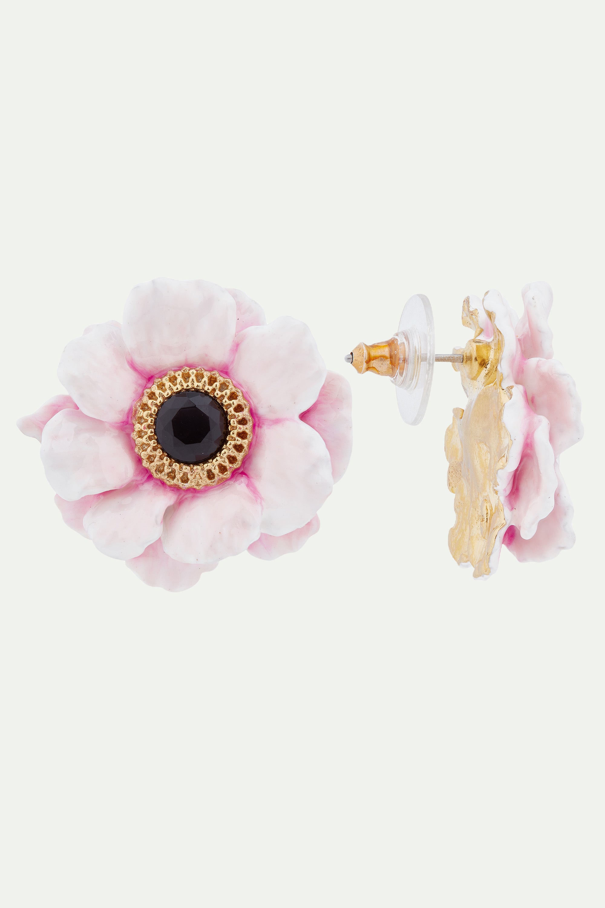 Boucles d'oreilles tiges pivoine rose