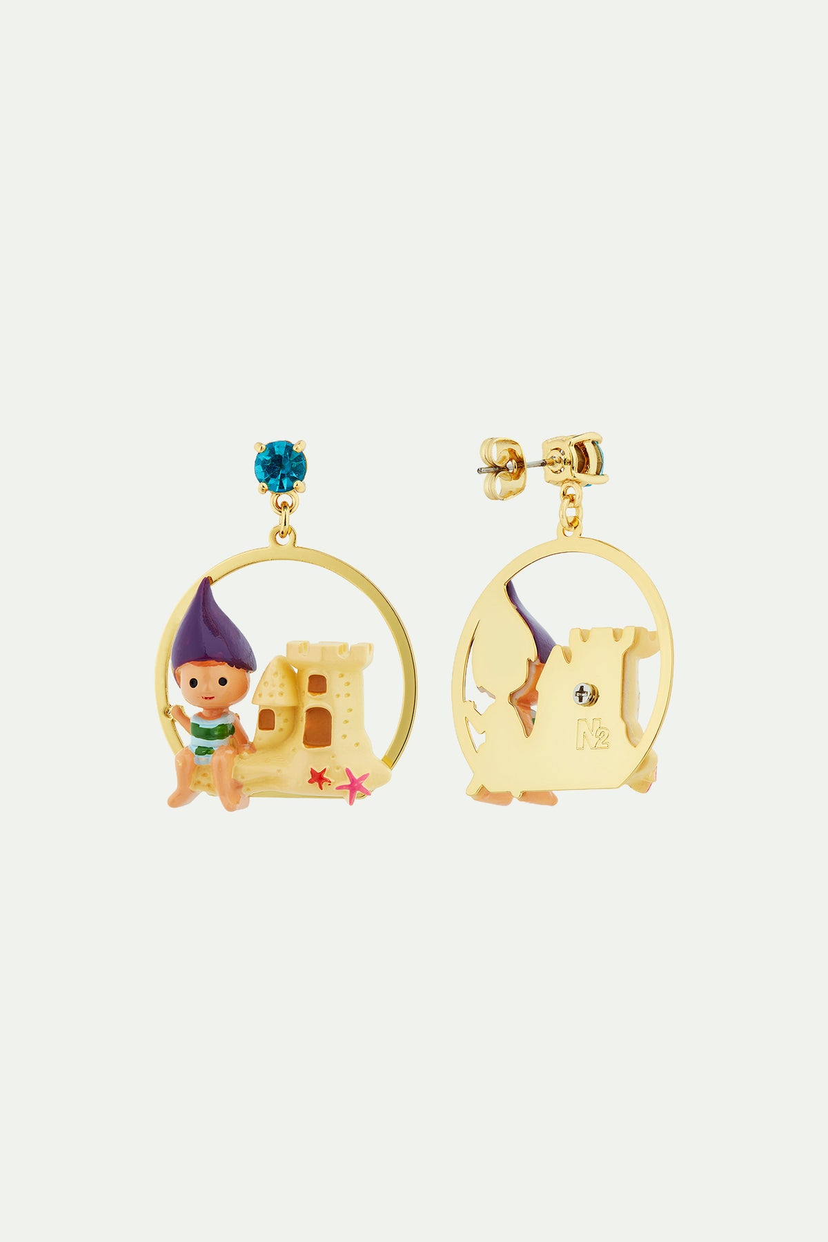 Boucles d'oreilles nain de jardin et château de sable