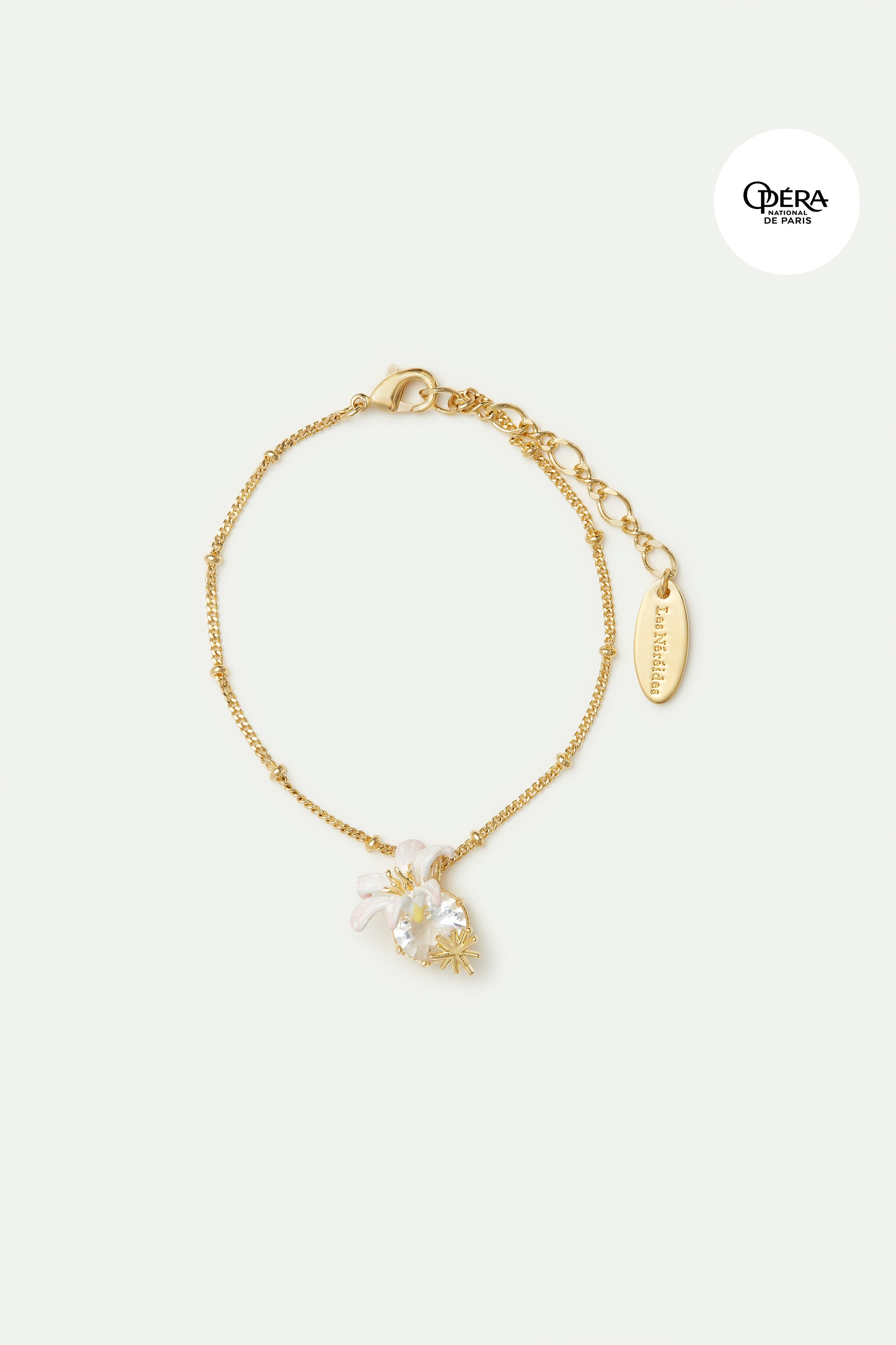 Lily flower and faceted stone pendant necklace