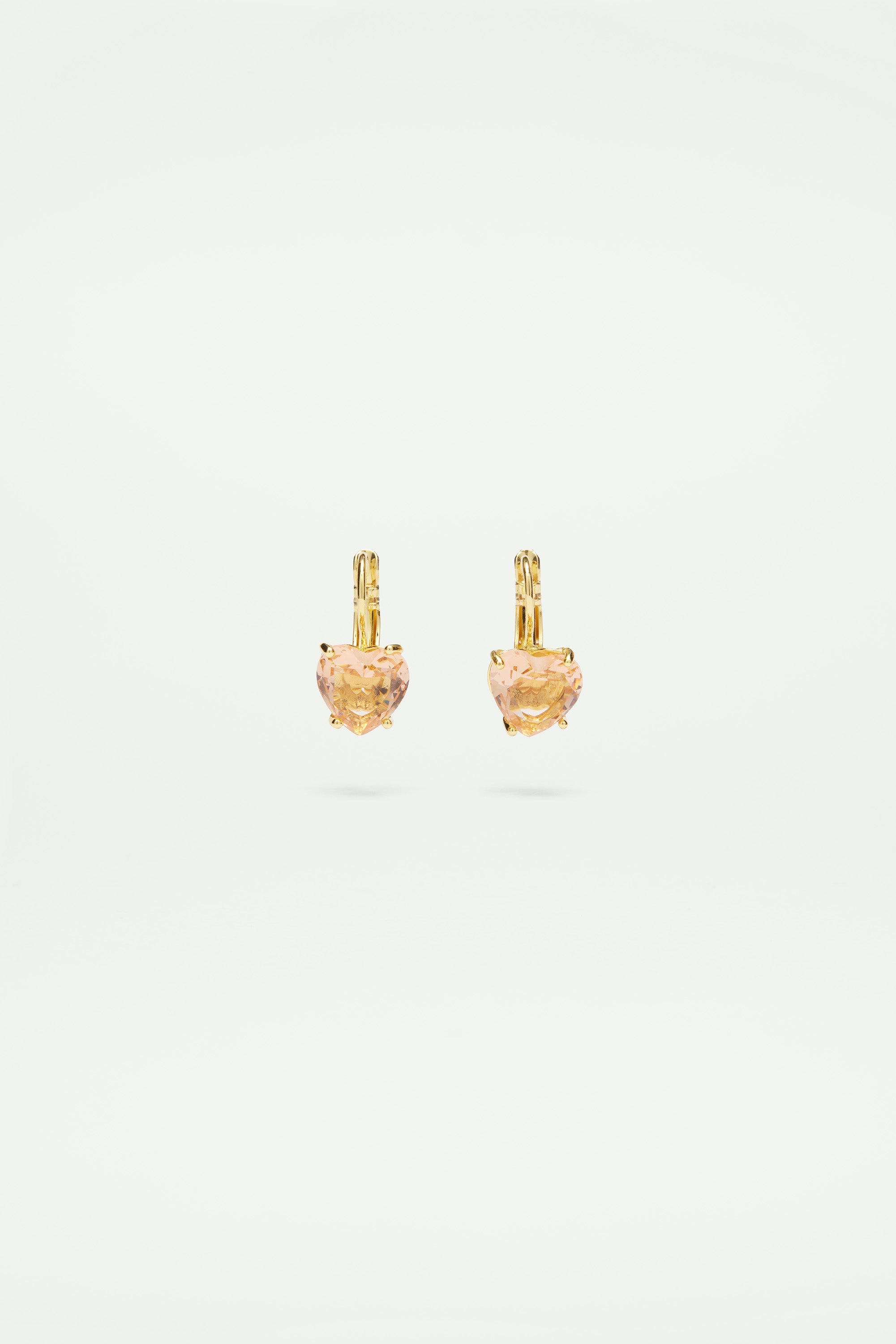 Apricot pink diamantine heart sleeper earrings