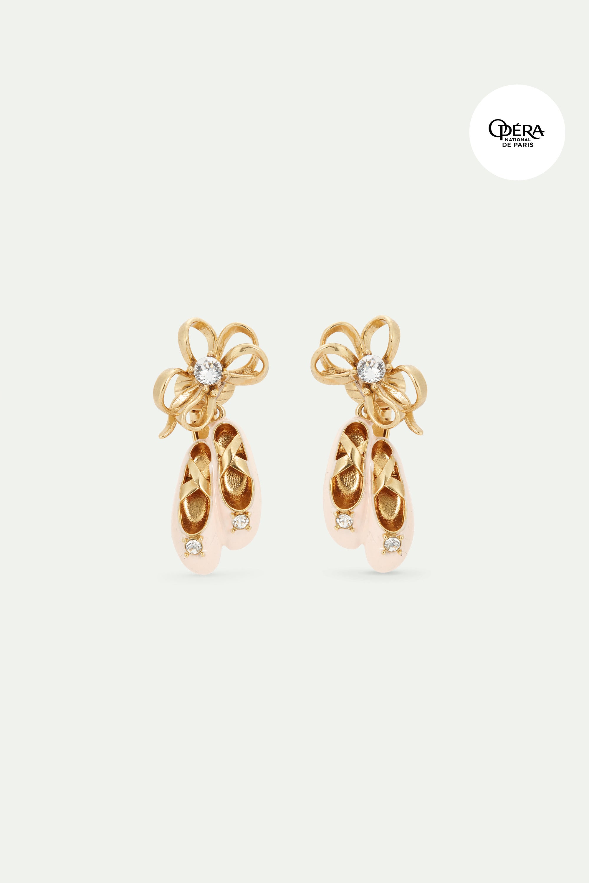 Boucles d'oreilles chausson rose et ruban doré