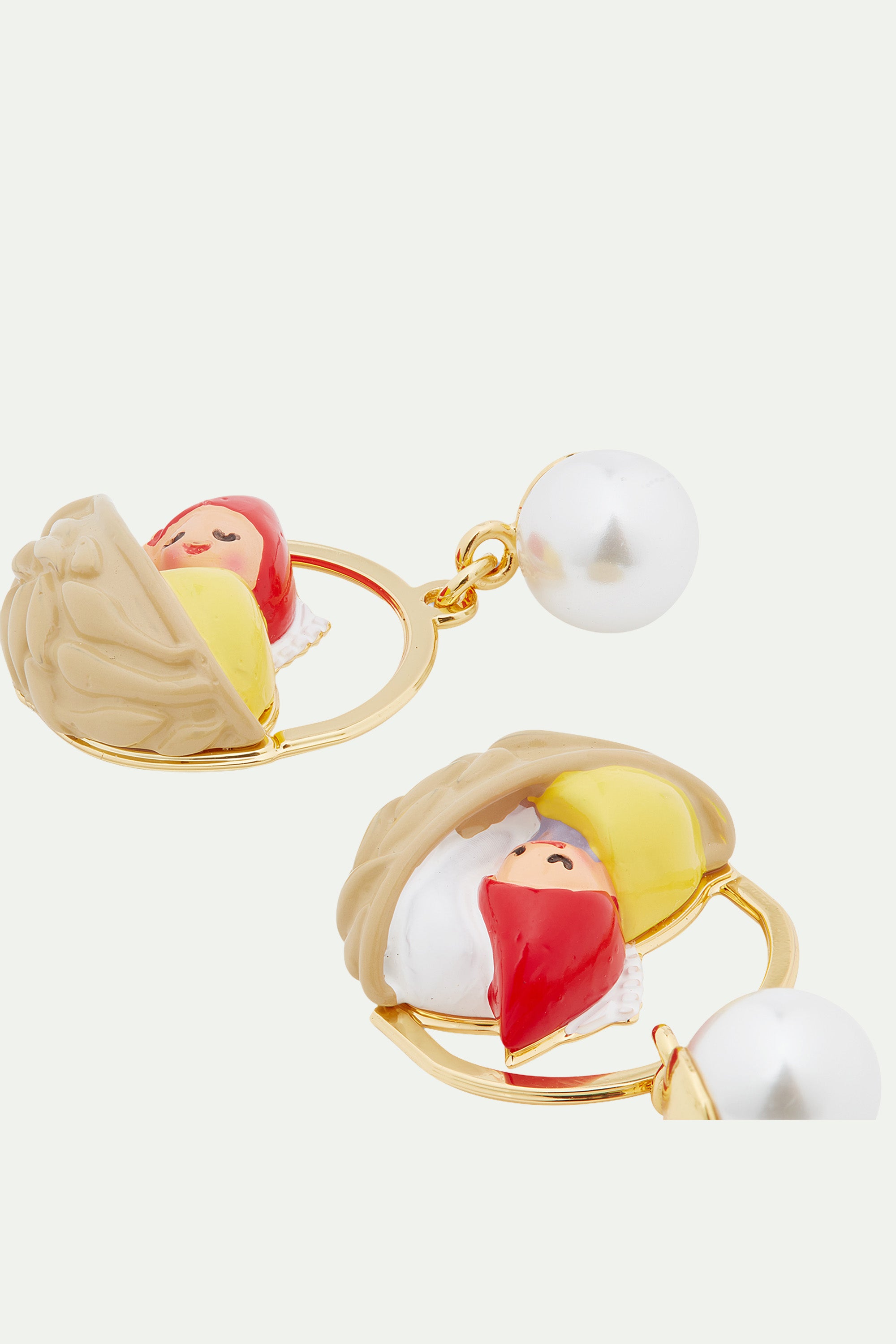 Boucles d'oreilles coquille de noix et naine de jardin