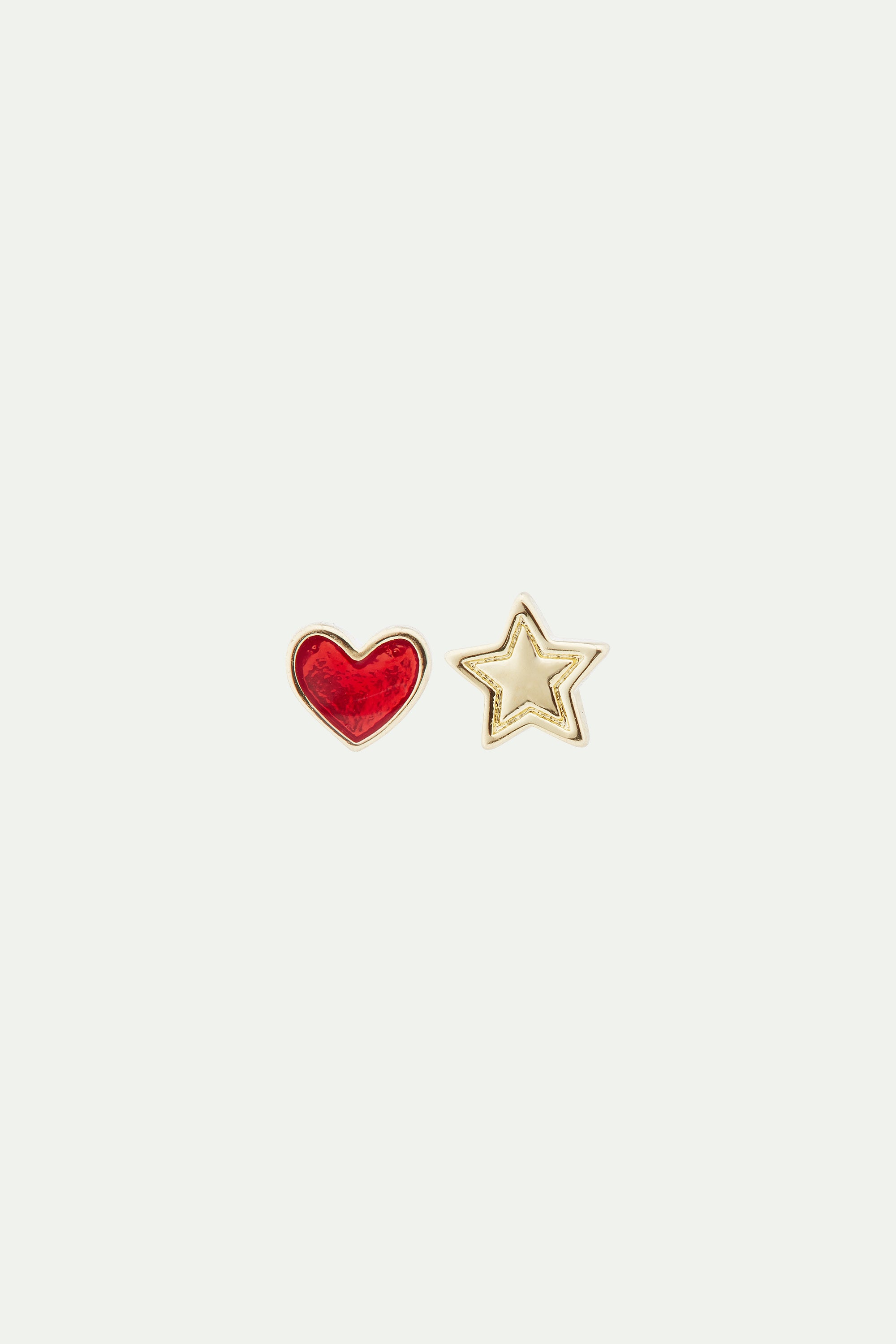 Heart and star asymmetrical post earrings