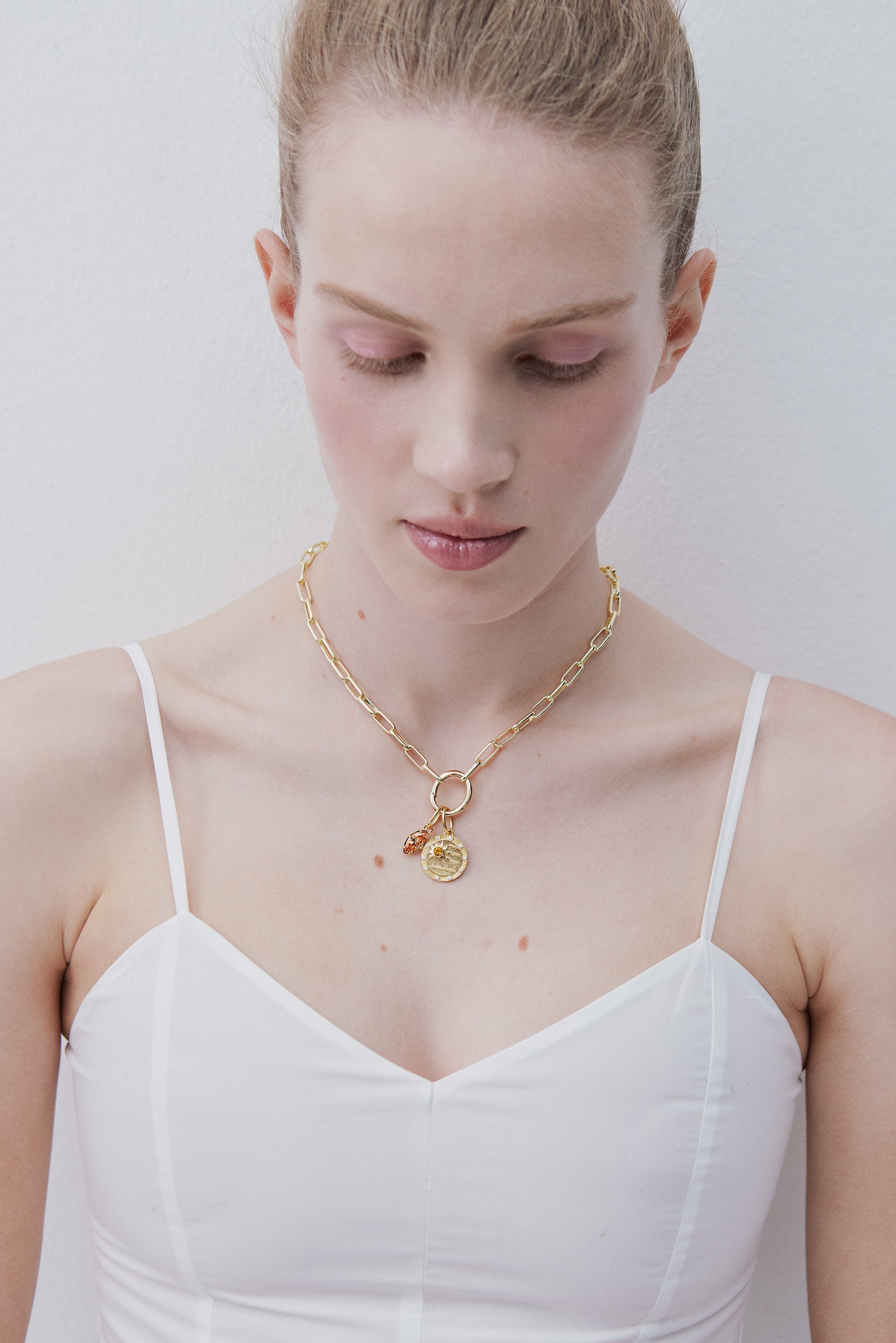 Apricot Orange stone pendant, Openness and Harmony - April