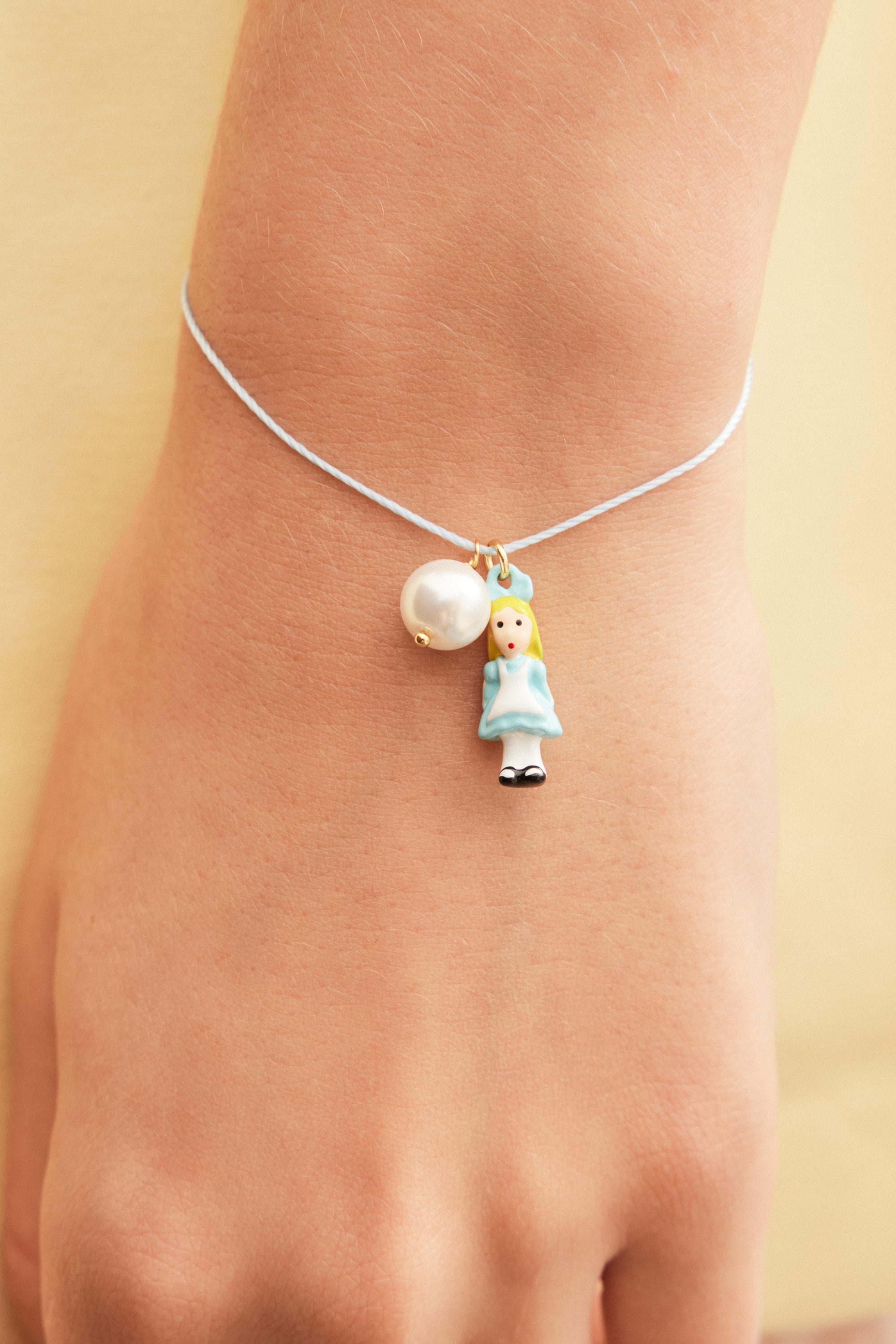 Bracelet en satin bleu Alice