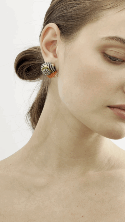 Pendientes cangrejo ermitaño verde y naranja