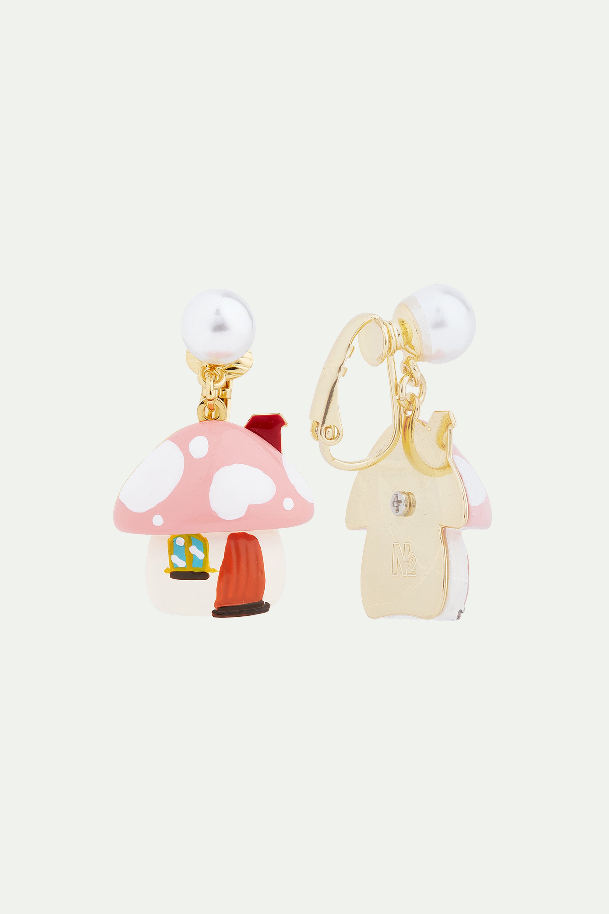 Mushroom house clip-on earrings