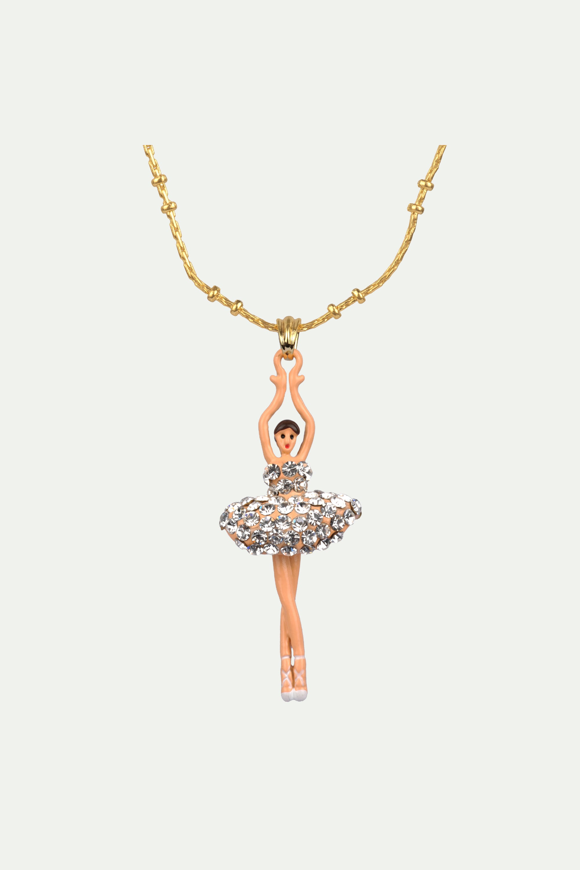 Pendant necklace with crystal toe-dancing ballerina