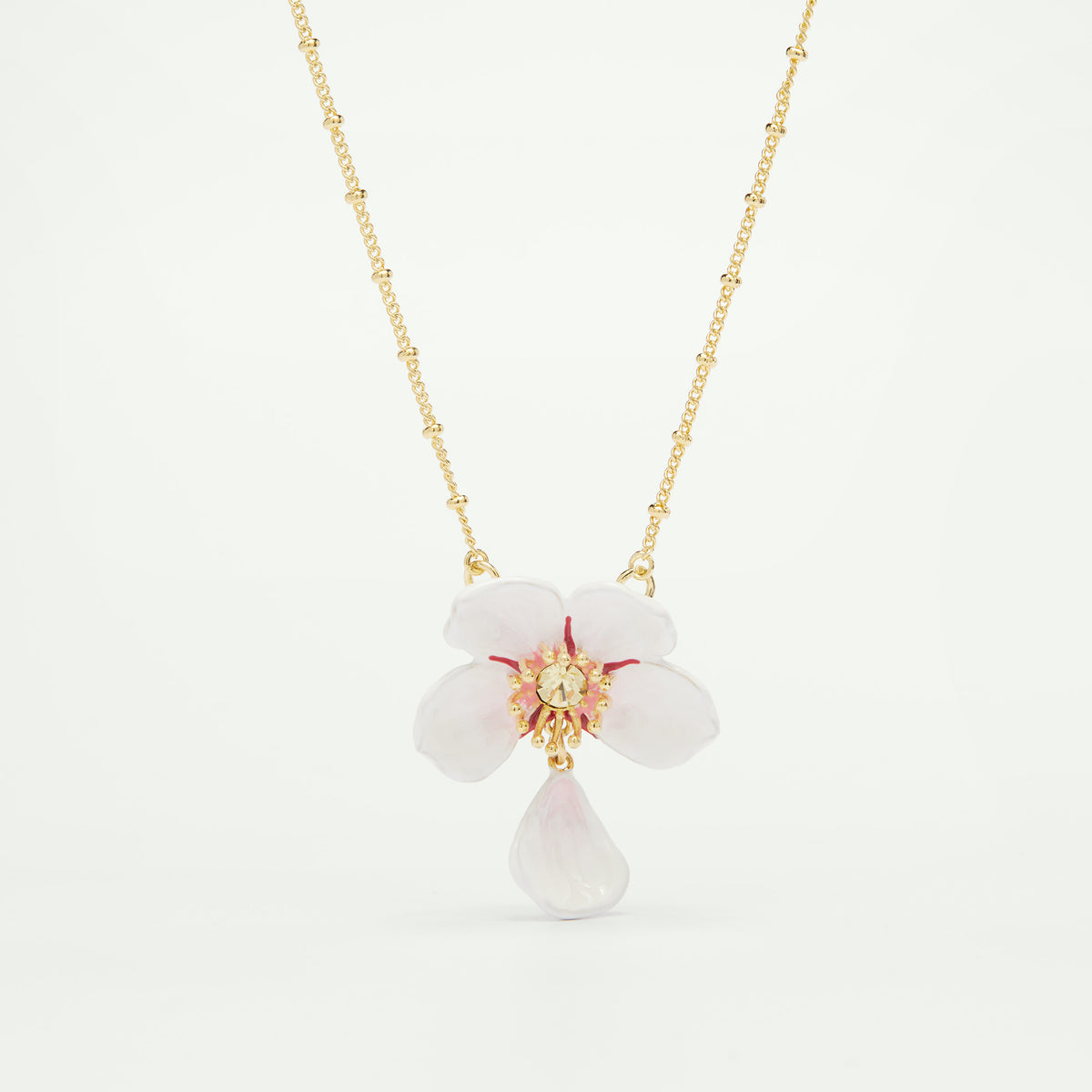 Japanese white cherry blossom pendant necklace