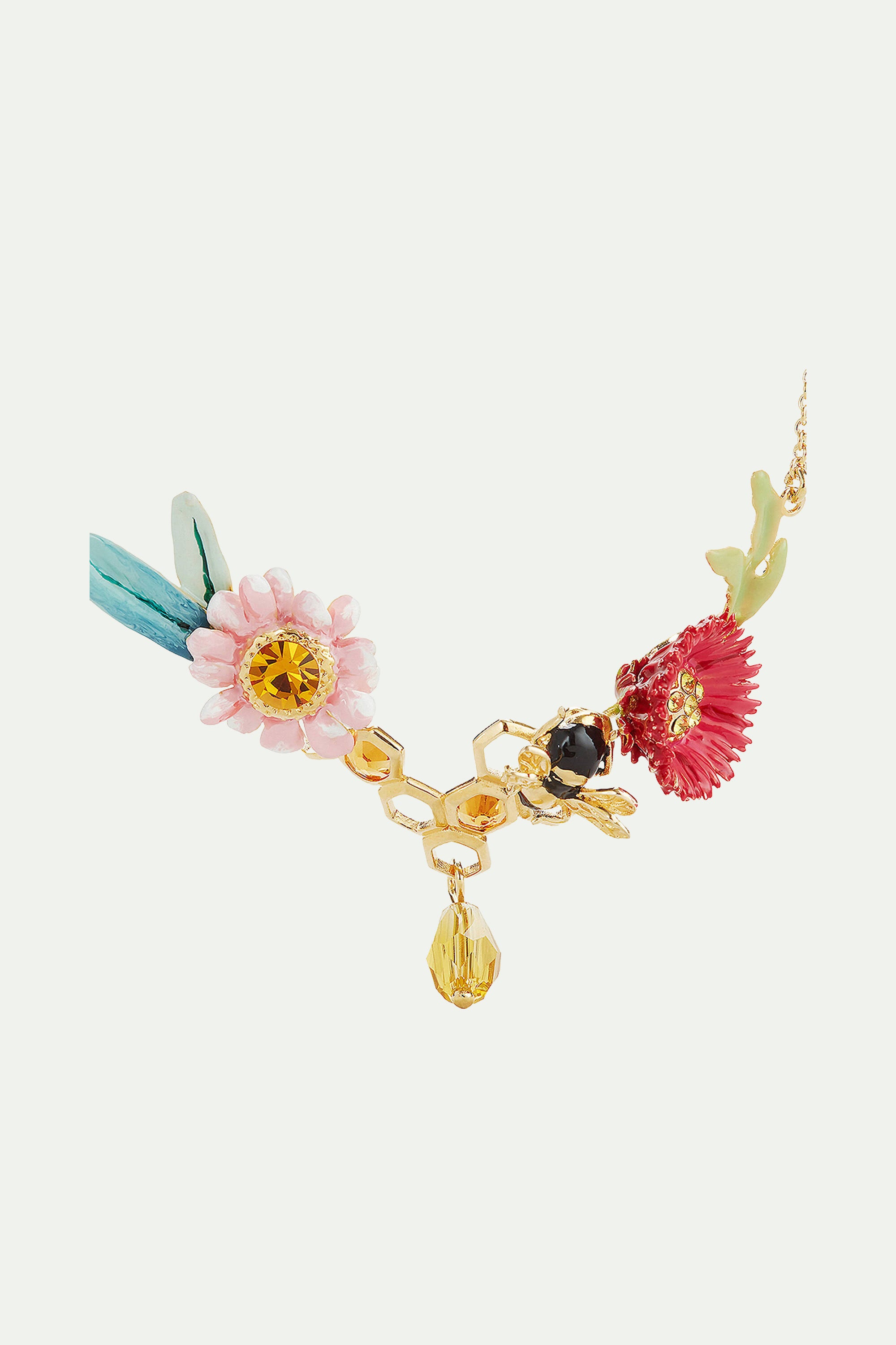 Flowers and honeycombs collar necklace