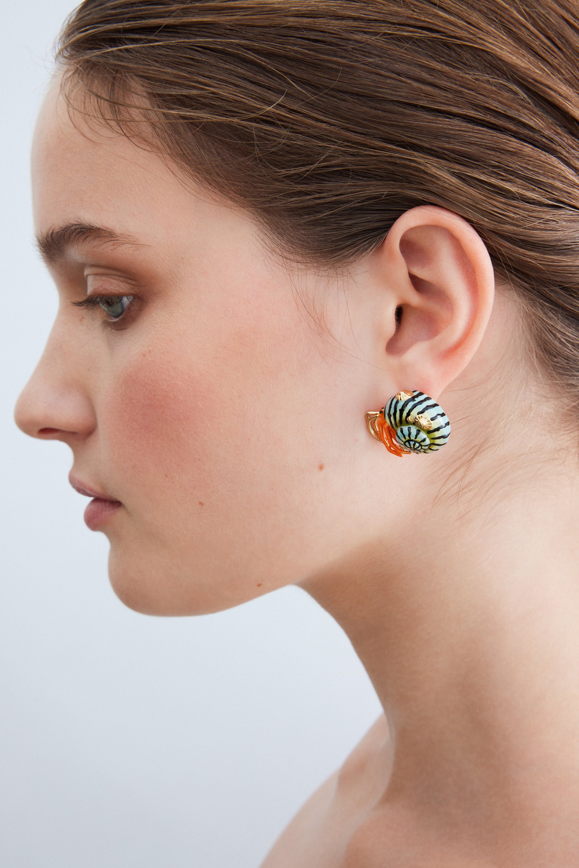 Boucles d'oreilles bernard l'hermite vert et orange