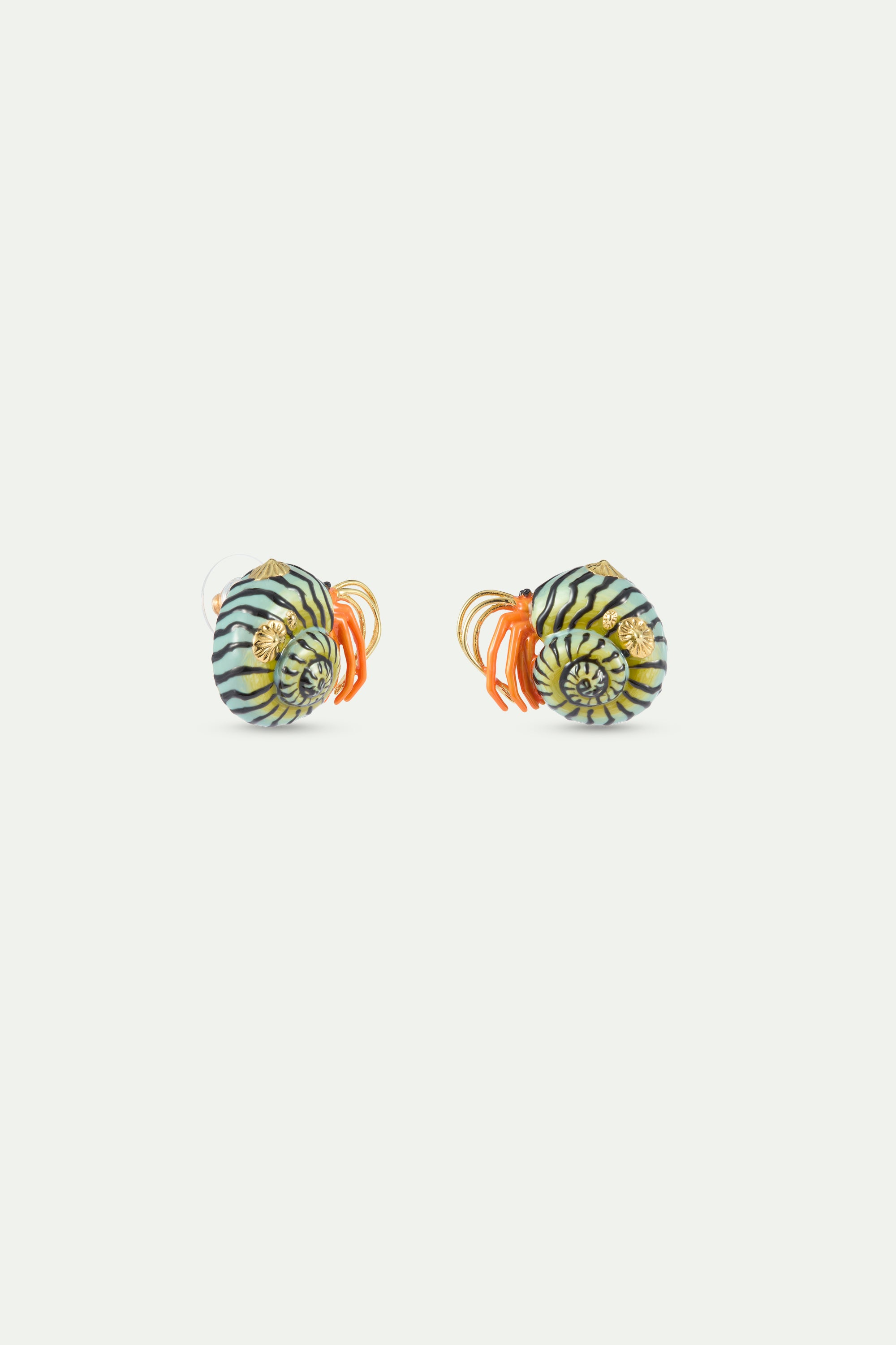 Boucles d'oreilles bernard l'hermite vert et orange