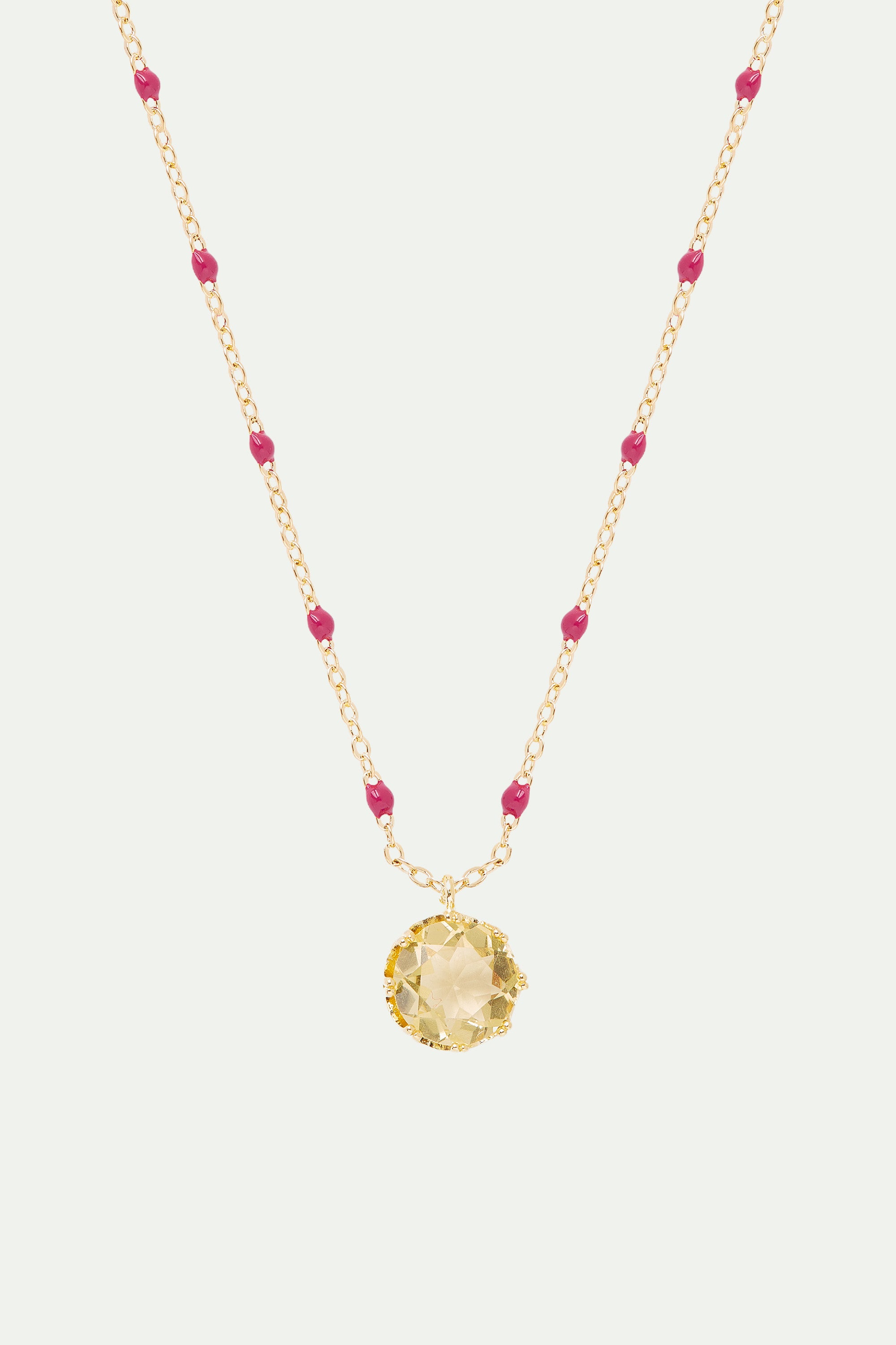 Yellow round stone pendant necklace