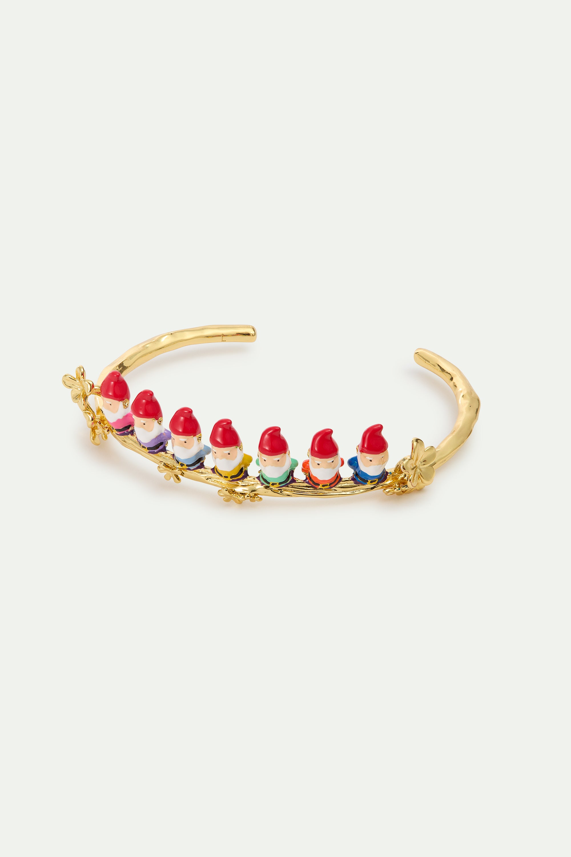 Bracelet jonc les Sept Nains et fleurs dorées
