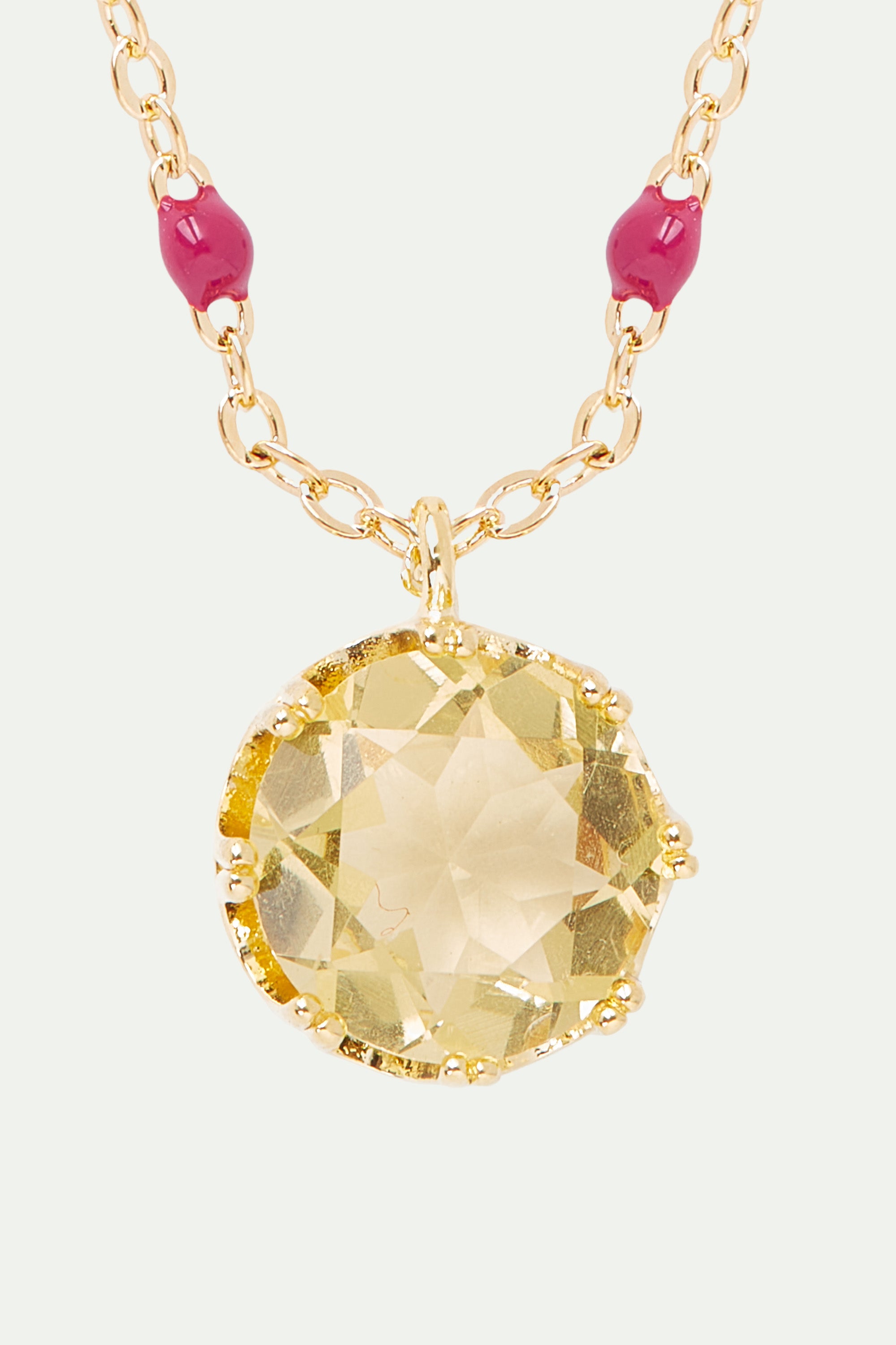 Yellow round stone pendant necklace