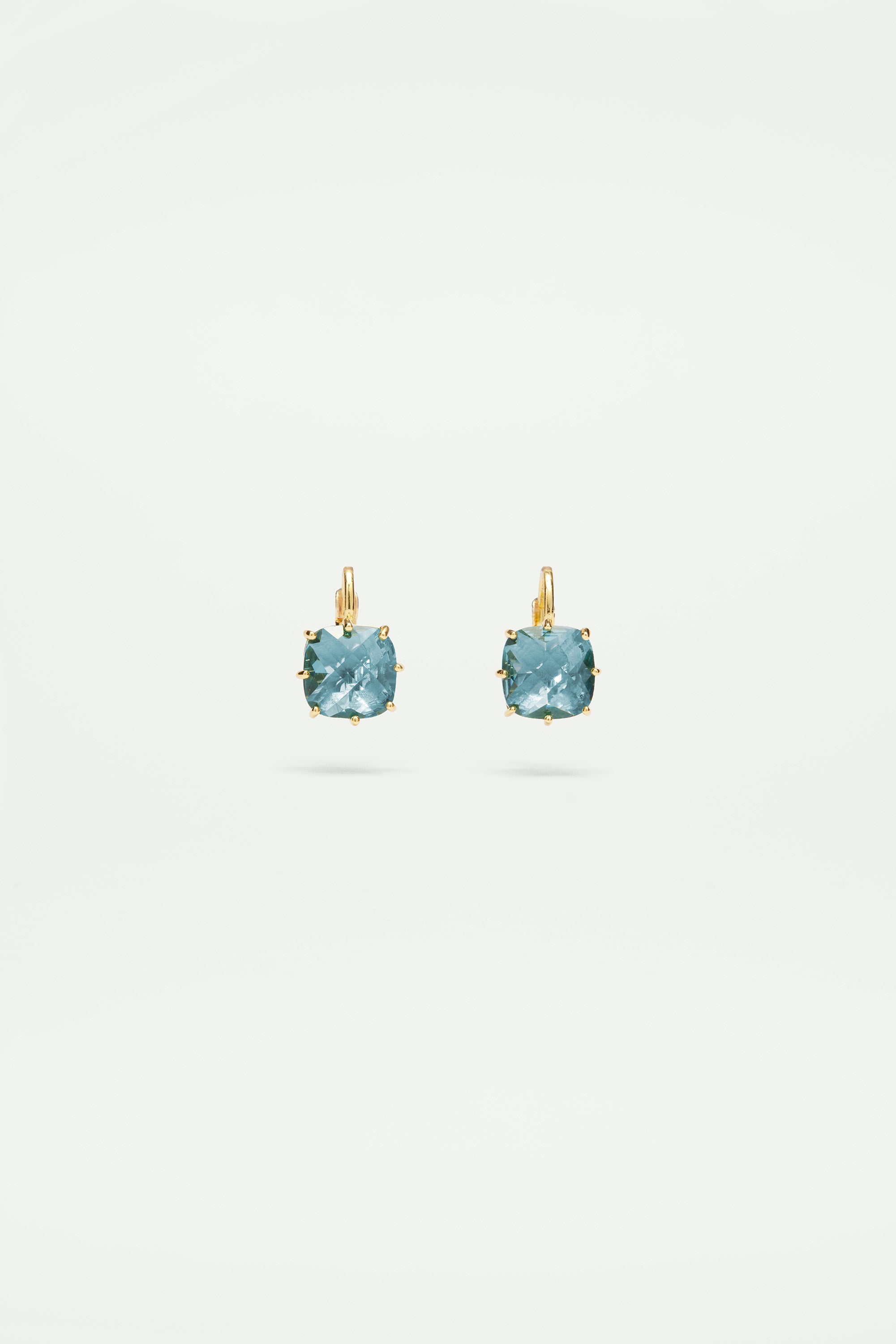 Boucles d'oreilles dormeuses pierre carrée la diamantine acqua azzura