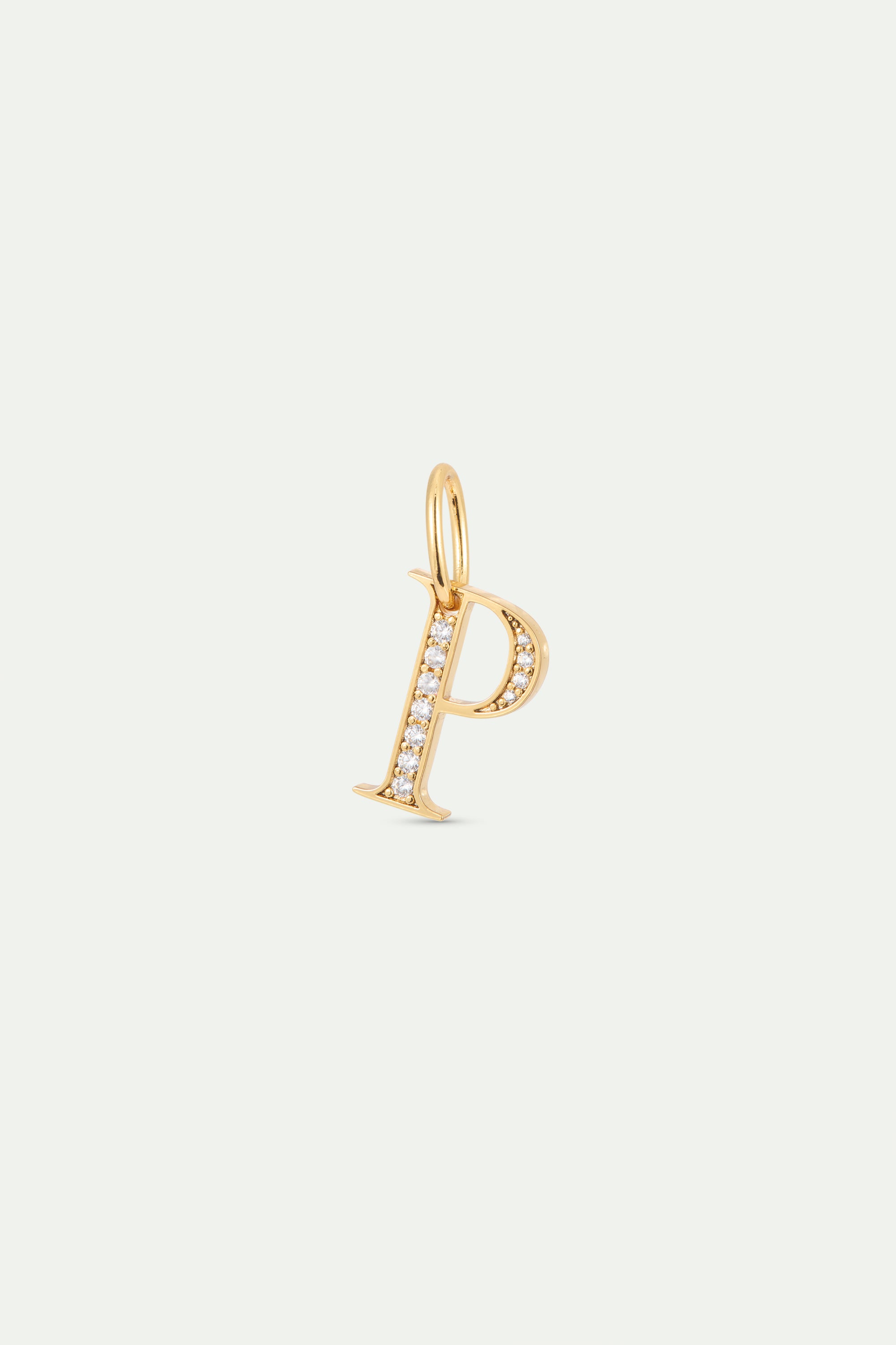 Pendentif lettre P dorée et cristaux