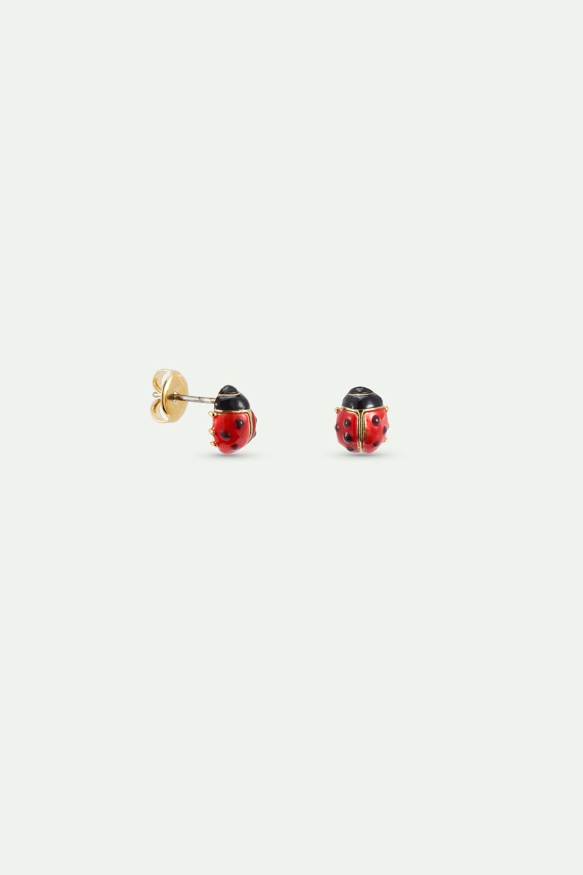 Boucles d'oreilles tiges Coccinelle rouge et noire