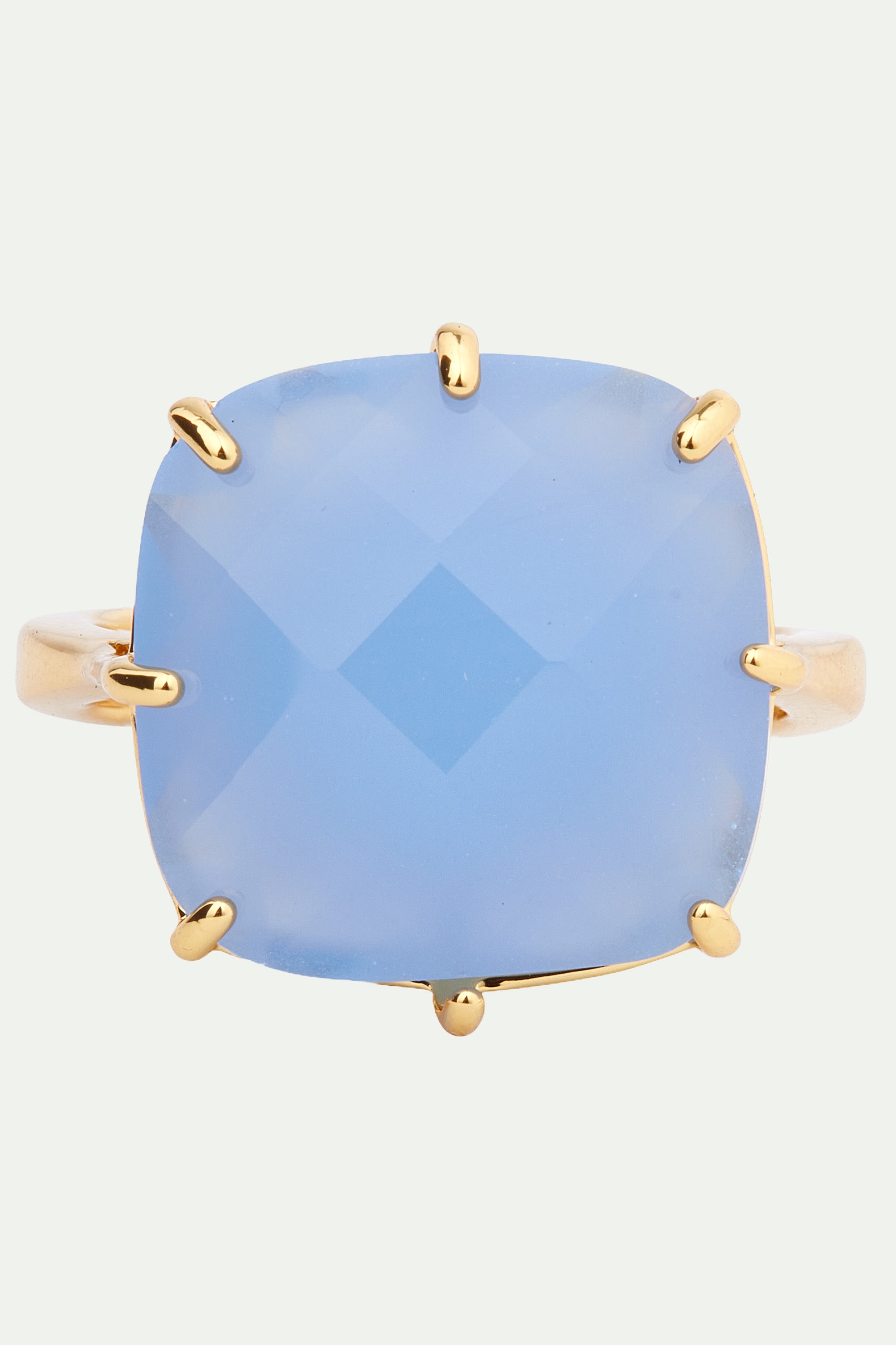 Bague solitaire carrée La Diamantine bleu ciel