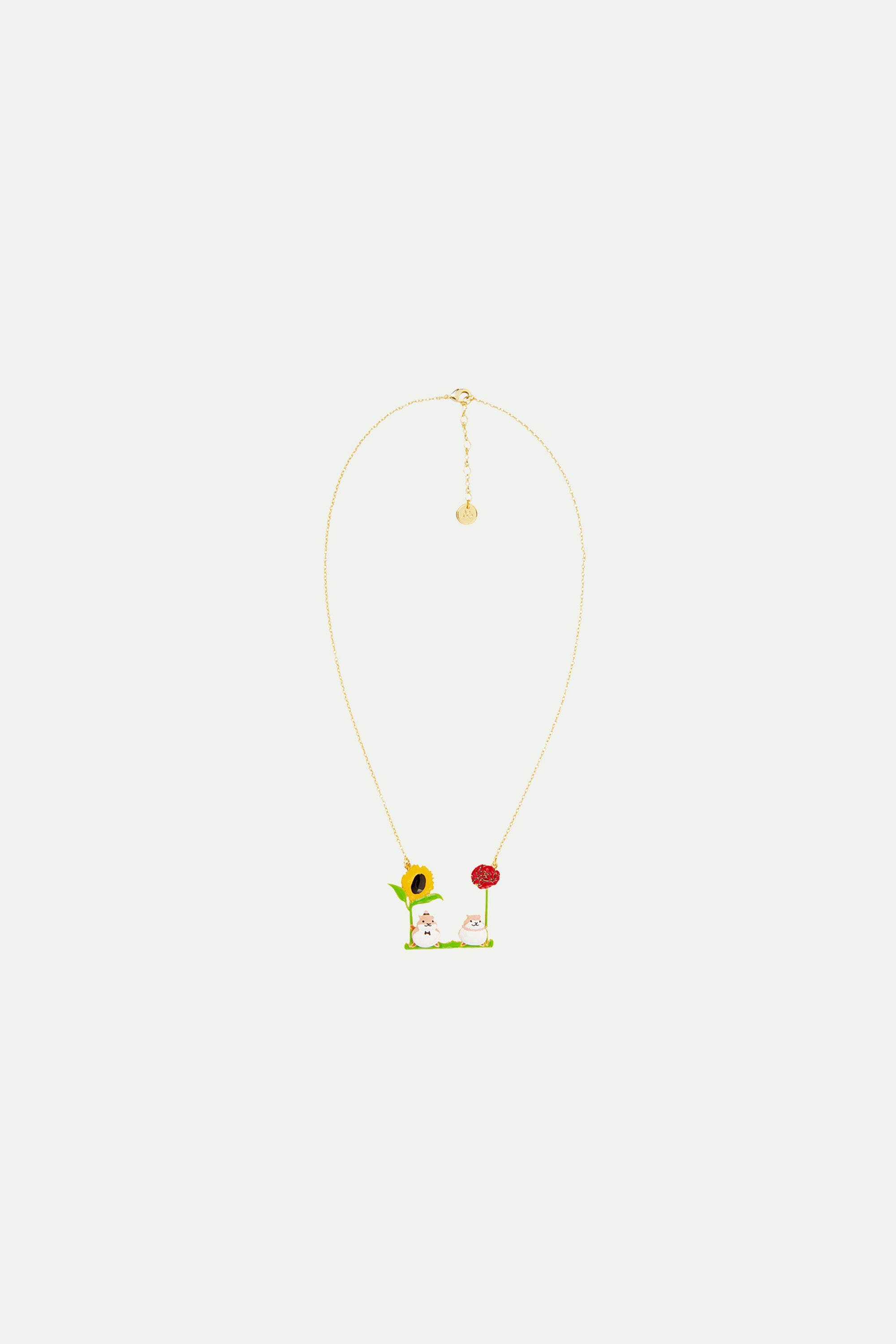 Hamster and flower statement necklace
