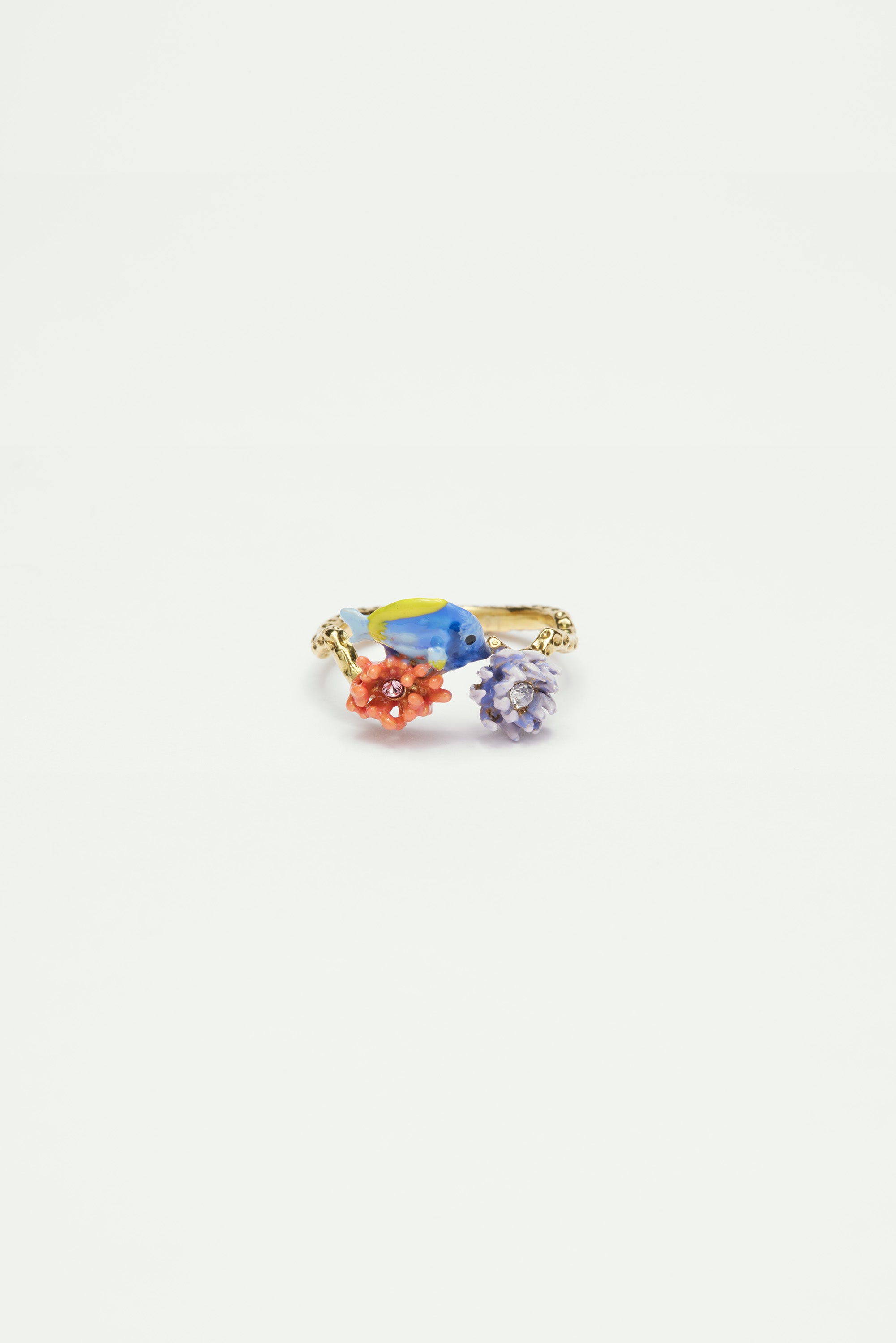 Blue fish, pink anemone and sea urchin adjustable ring