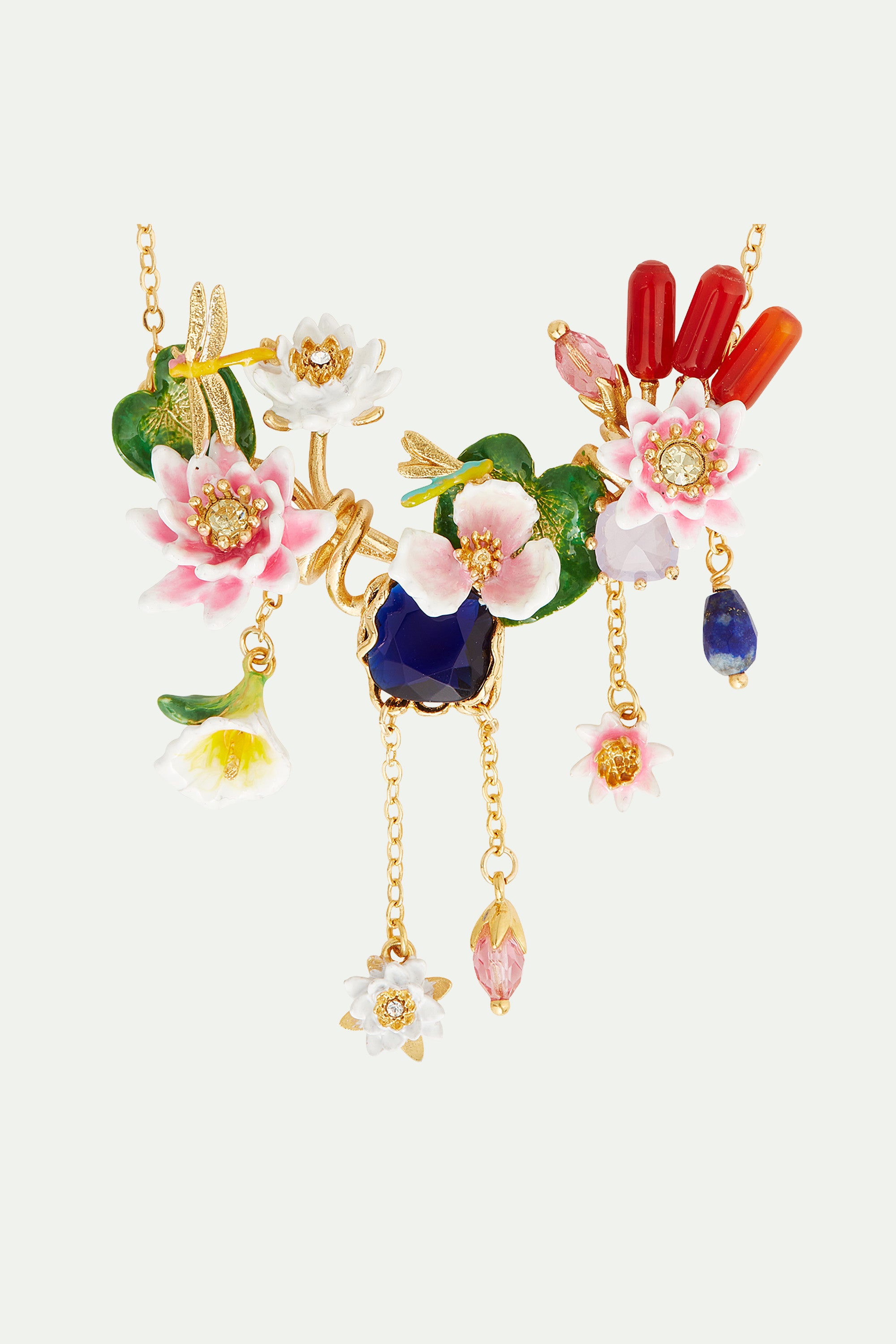 Water garden and lapis lazuli statement necklace