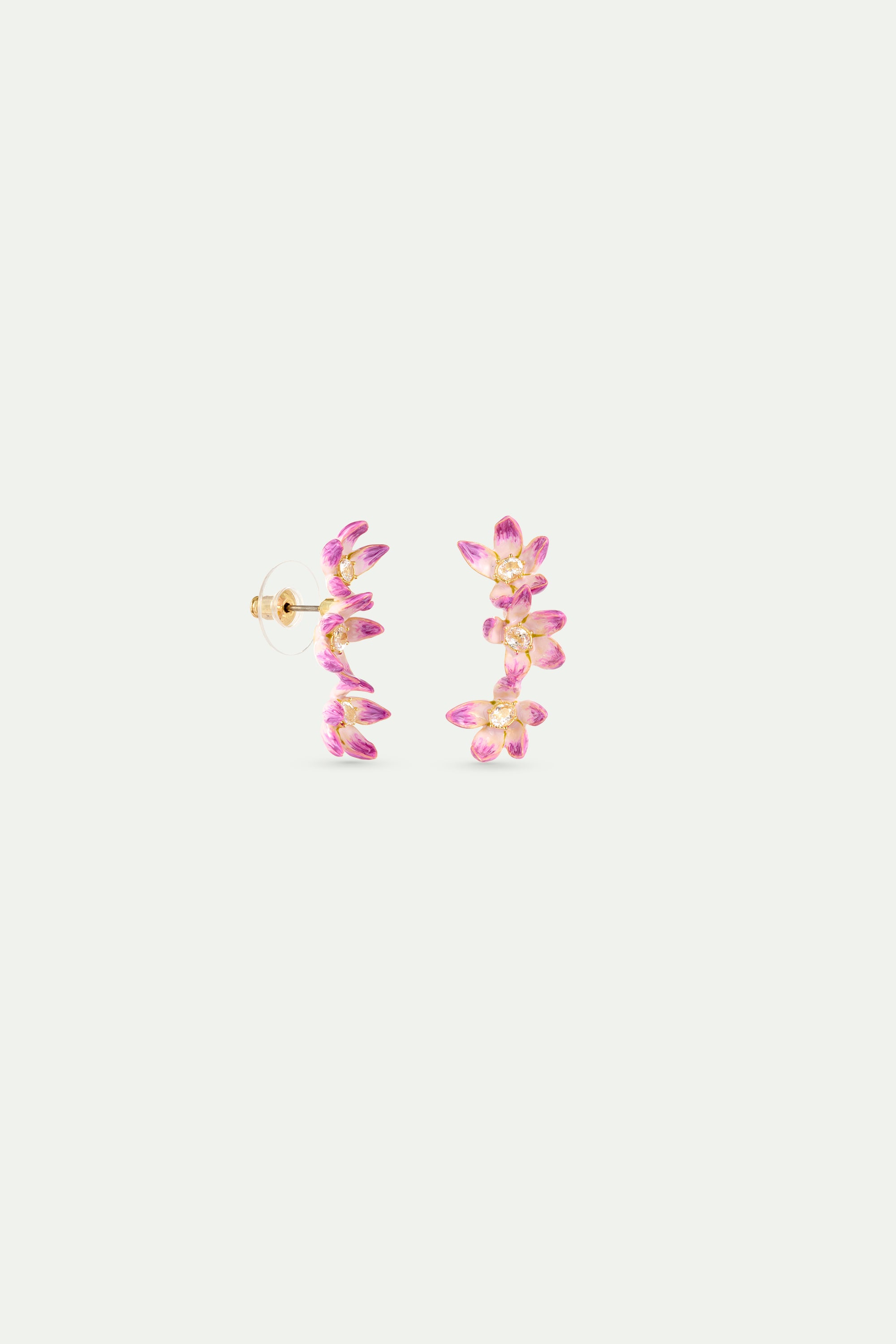 Boucles d'oreilles guirlande fleur d'hellébores violettes et oxyde de zirconium