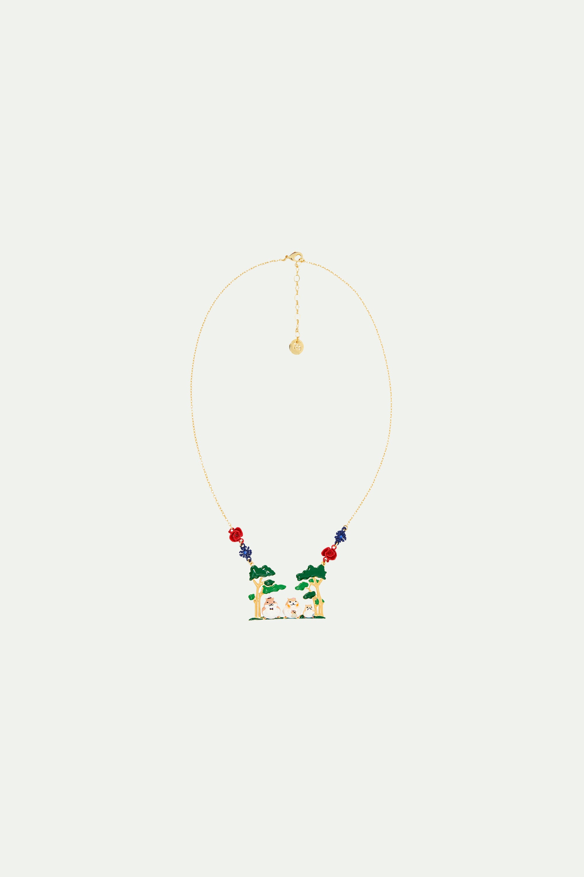 Hamster family forest walk statement necklace