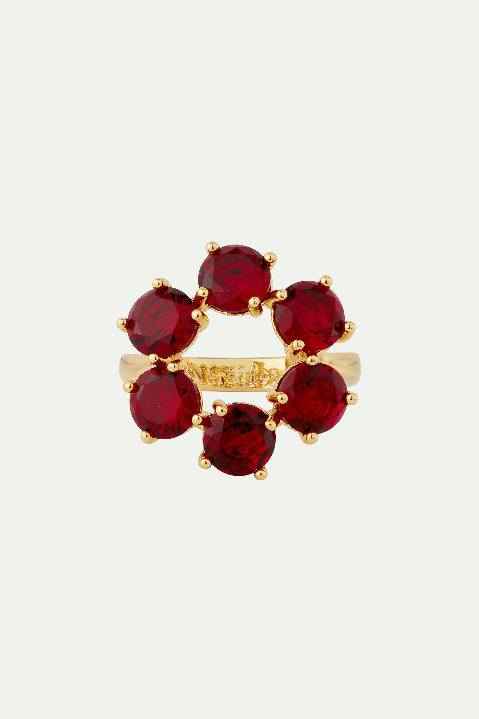 Garnet red 6 stone fine ring
