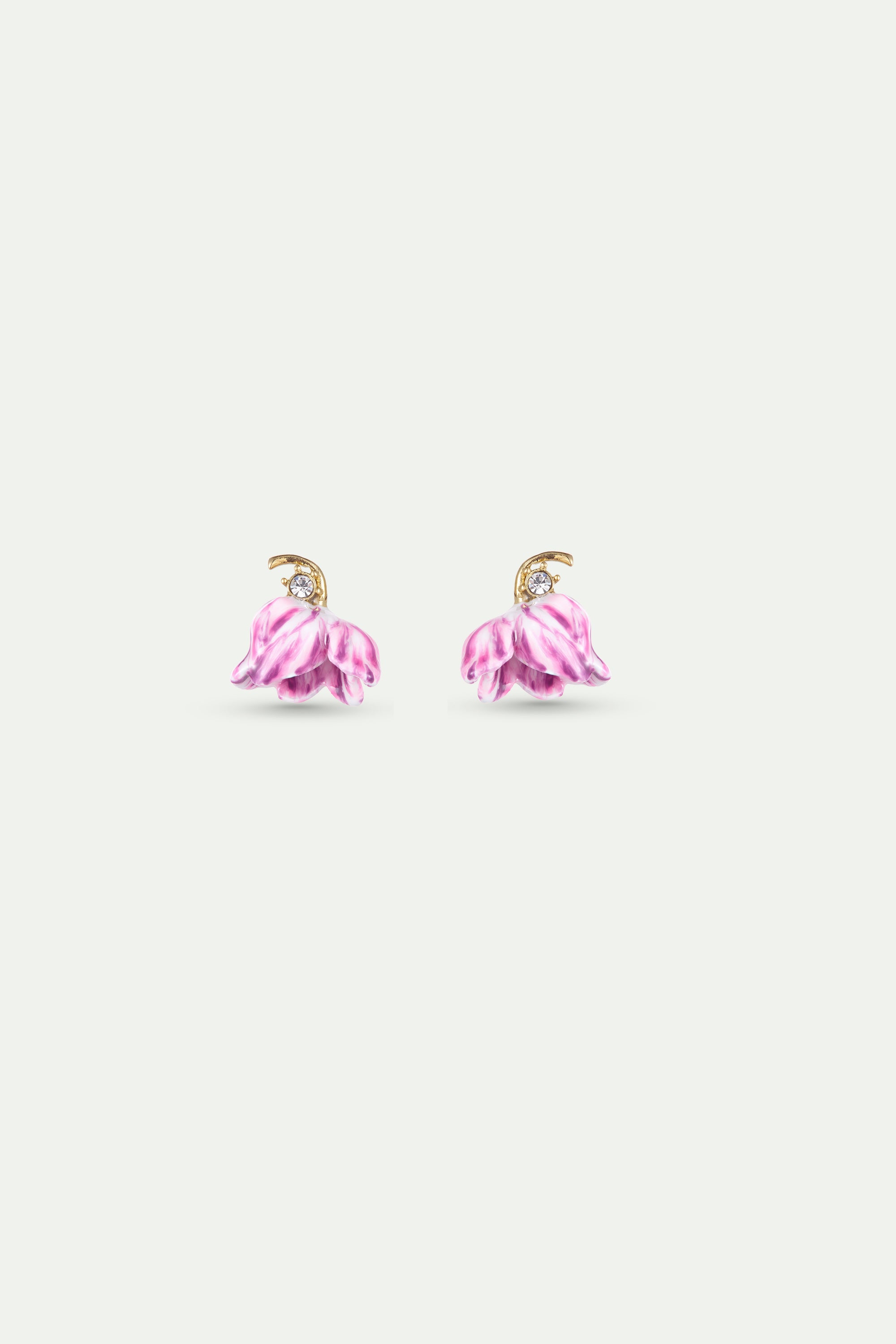 Boucles d'oreilles tulipe violette et cristal