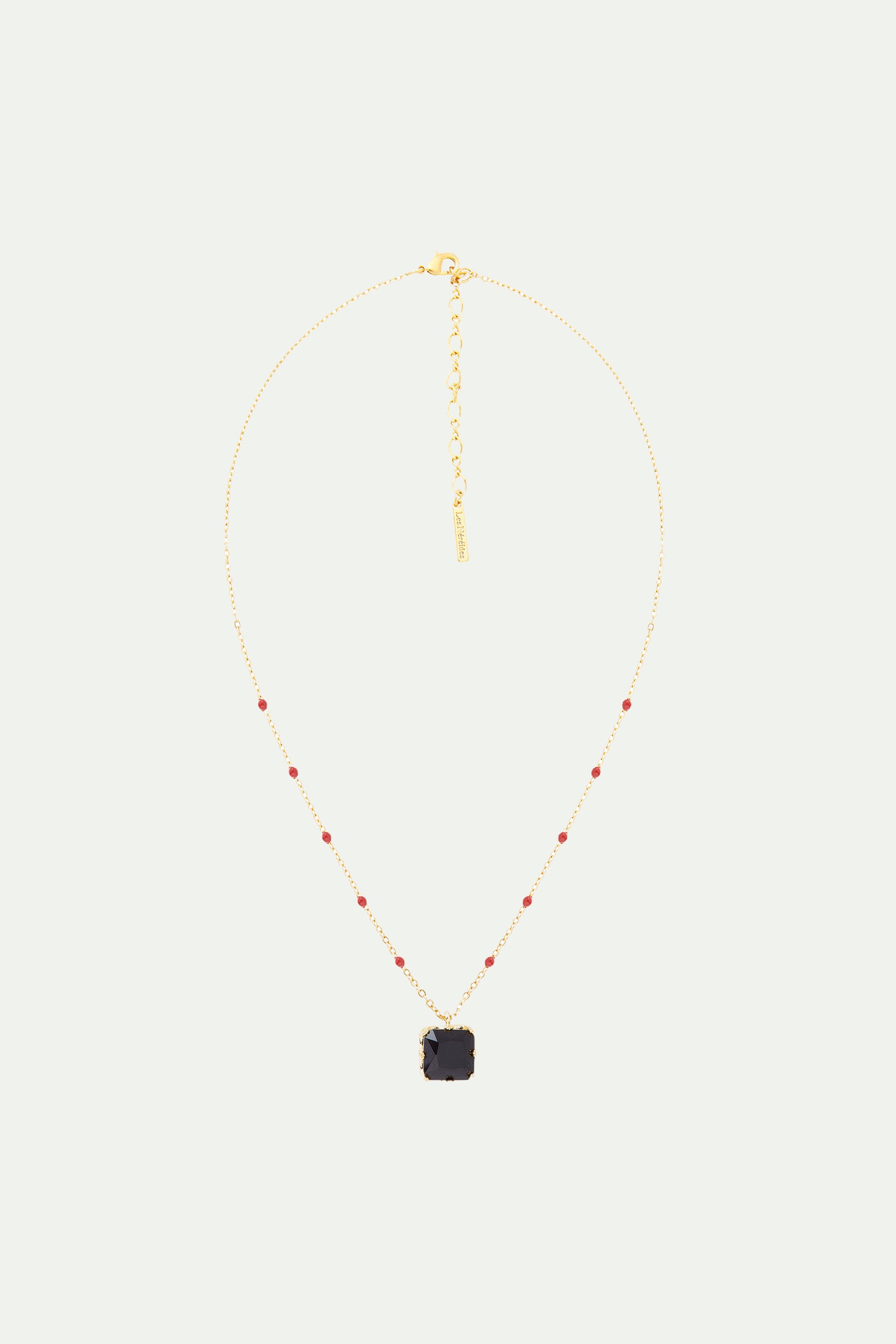 Black square stone pendant necklace