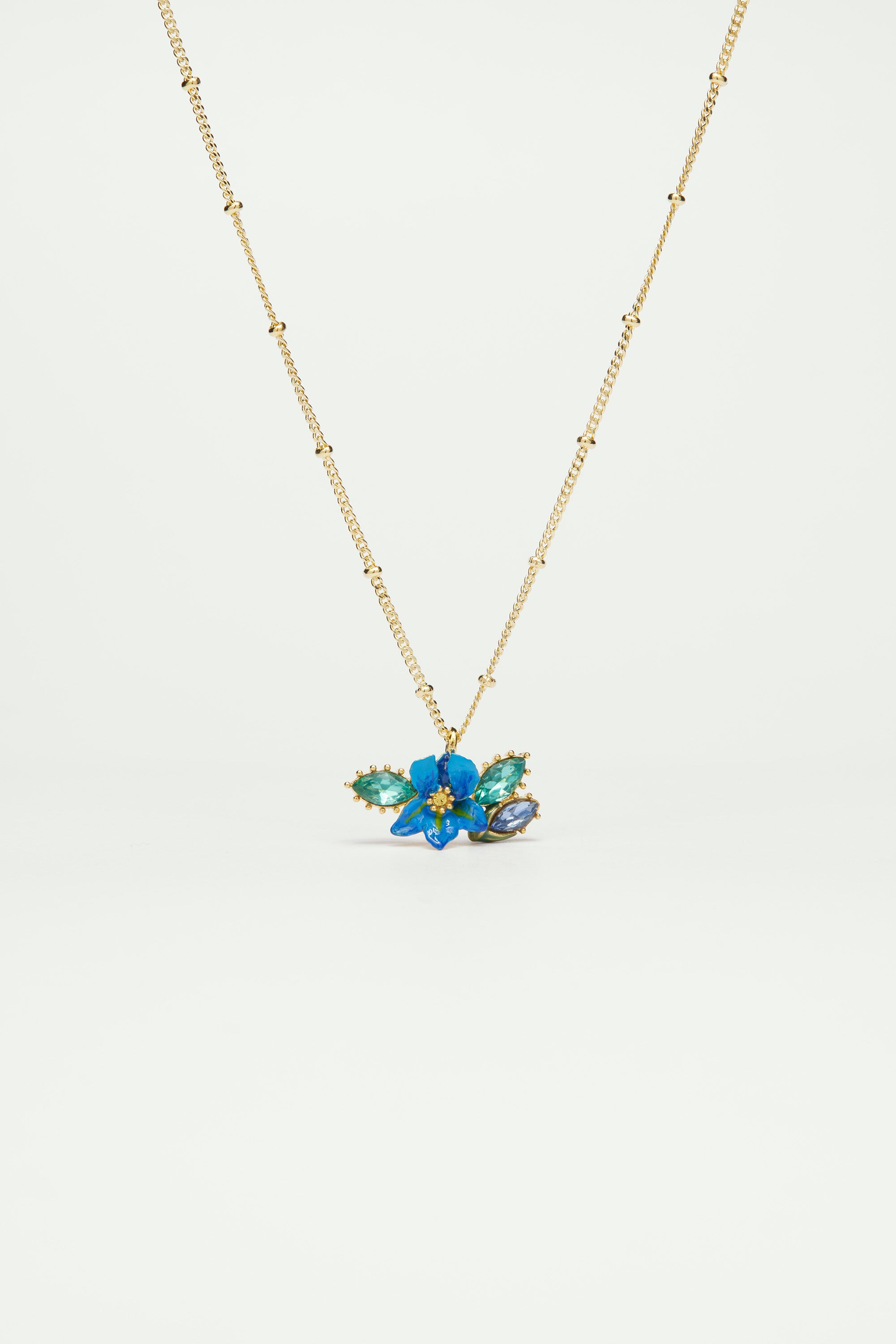 Collier Pendentif Iris de Sibérie et Verre Facetté