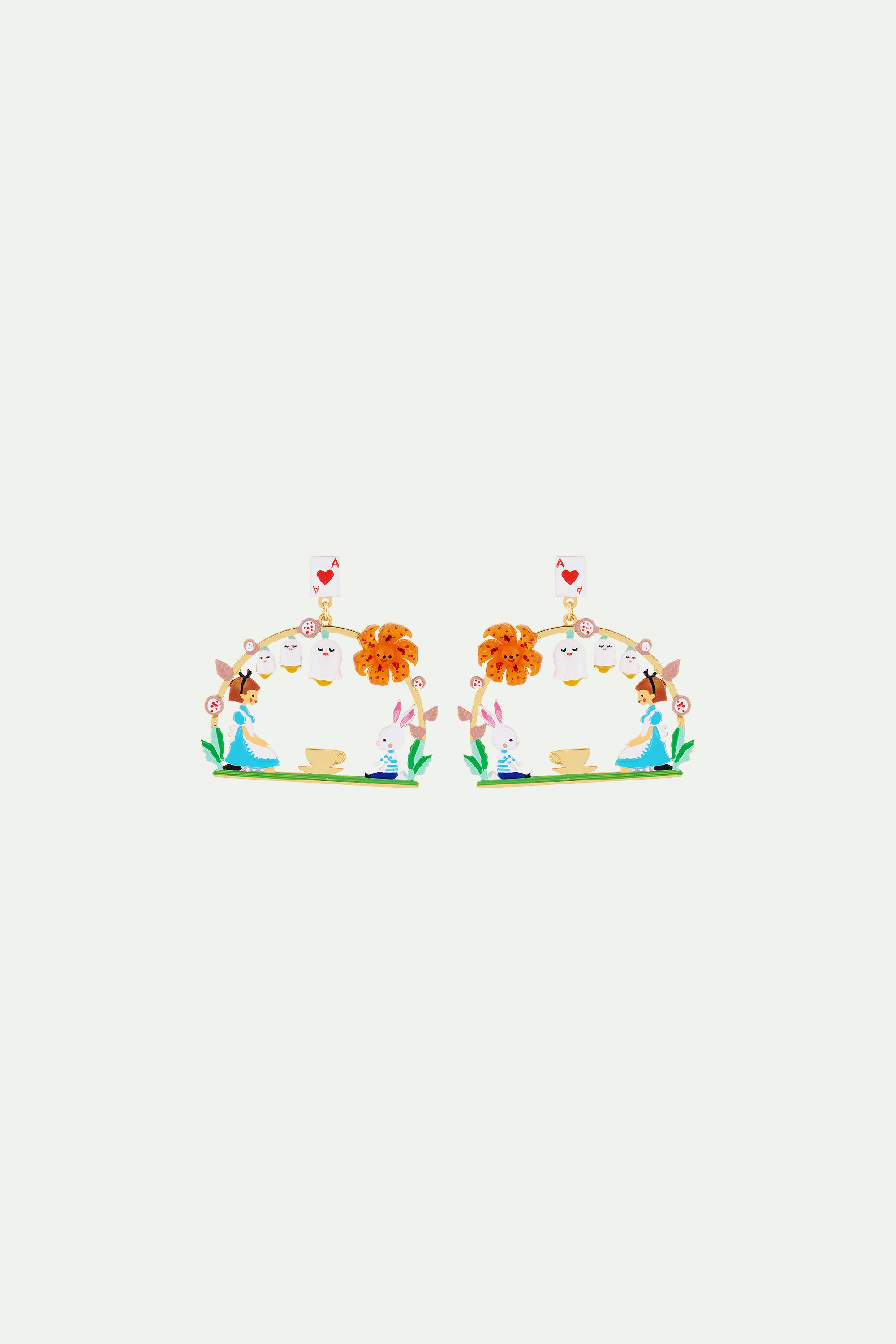 Créoles tiges teatime alice et lapin blanc