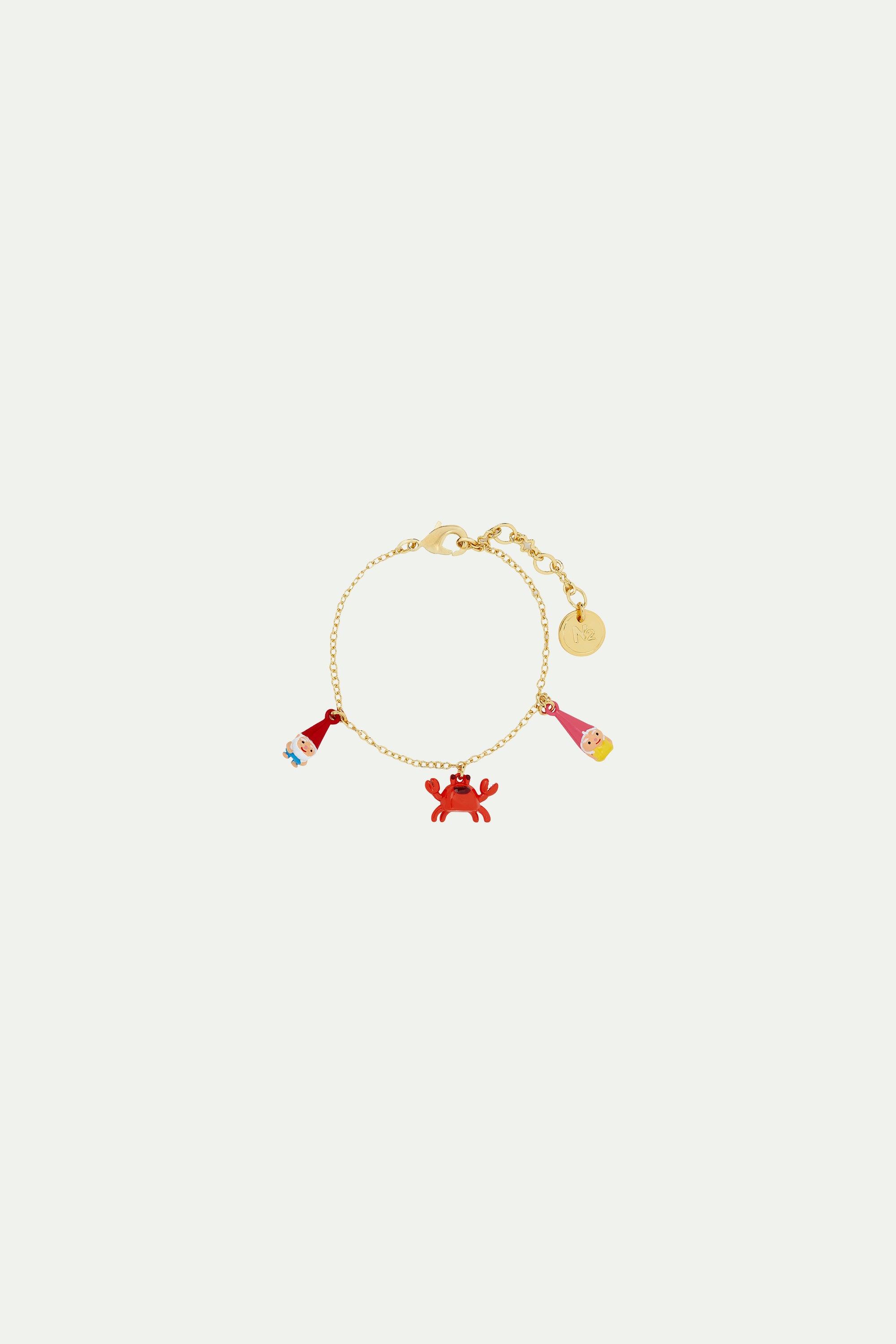 Bracelet charms nains de jardin et crabe rouge