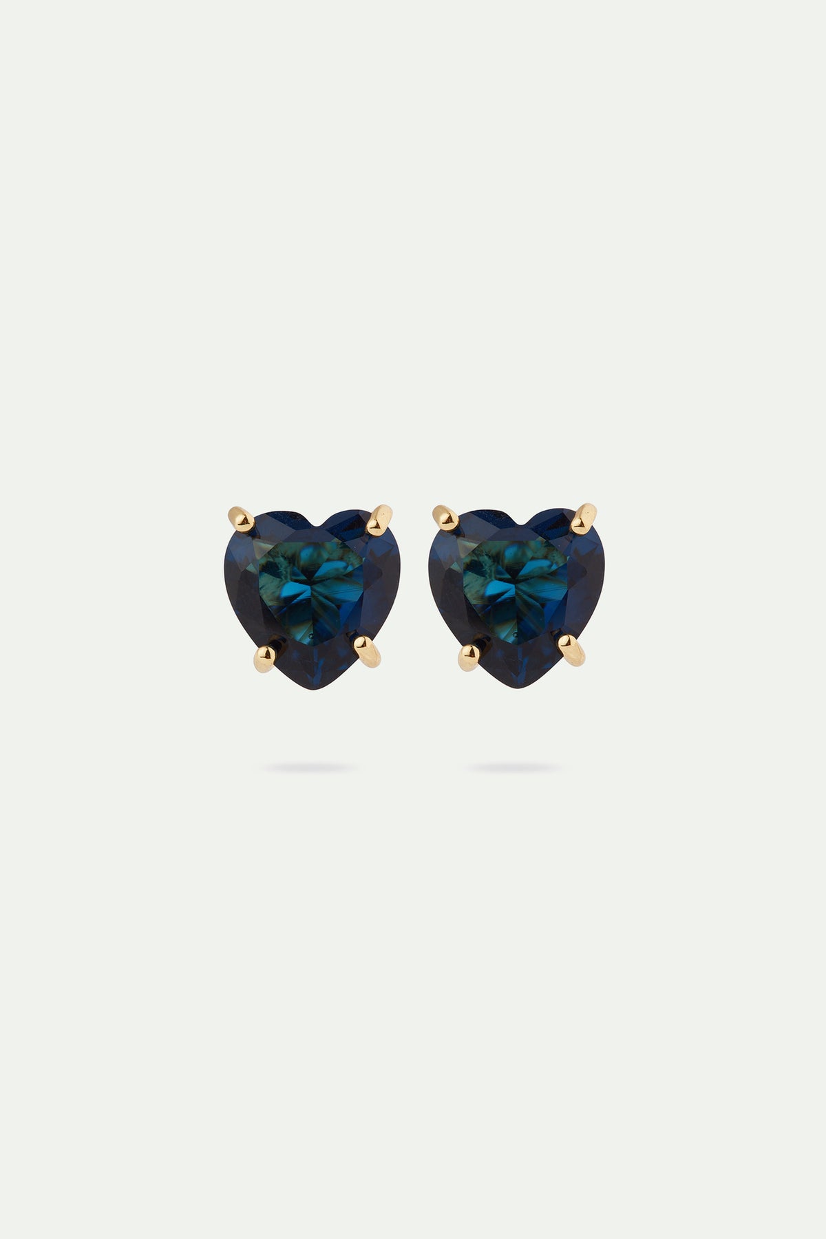 Boucles d'oreilles tiges pierre cœur La Diamantine Bleu Océan