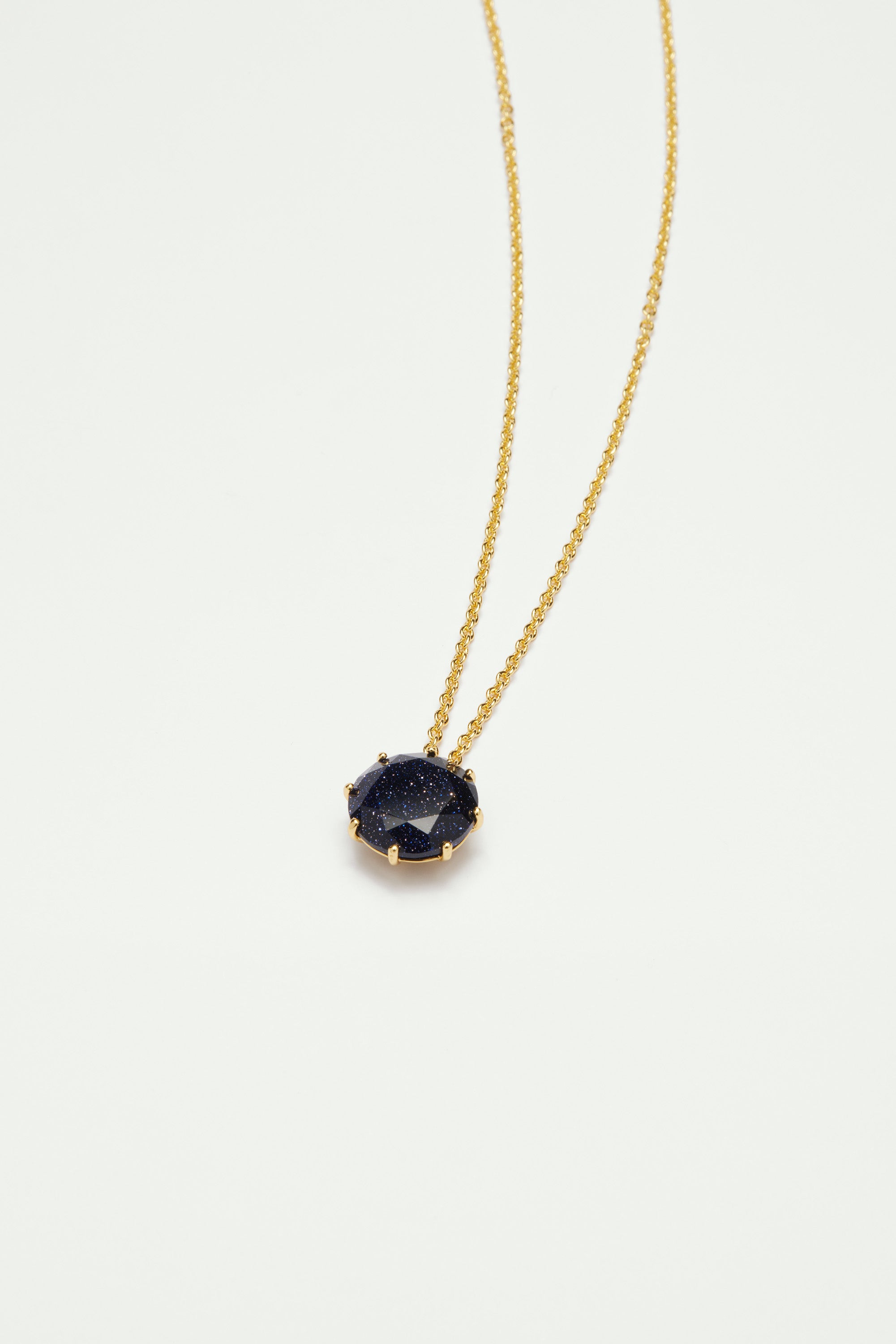 Deep Sparkling Blue Round Stone La Diamantine Long Necklace