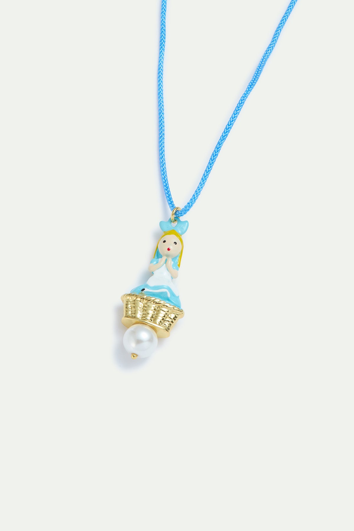 Collier pendentif bleu Alice et perle fantaisie