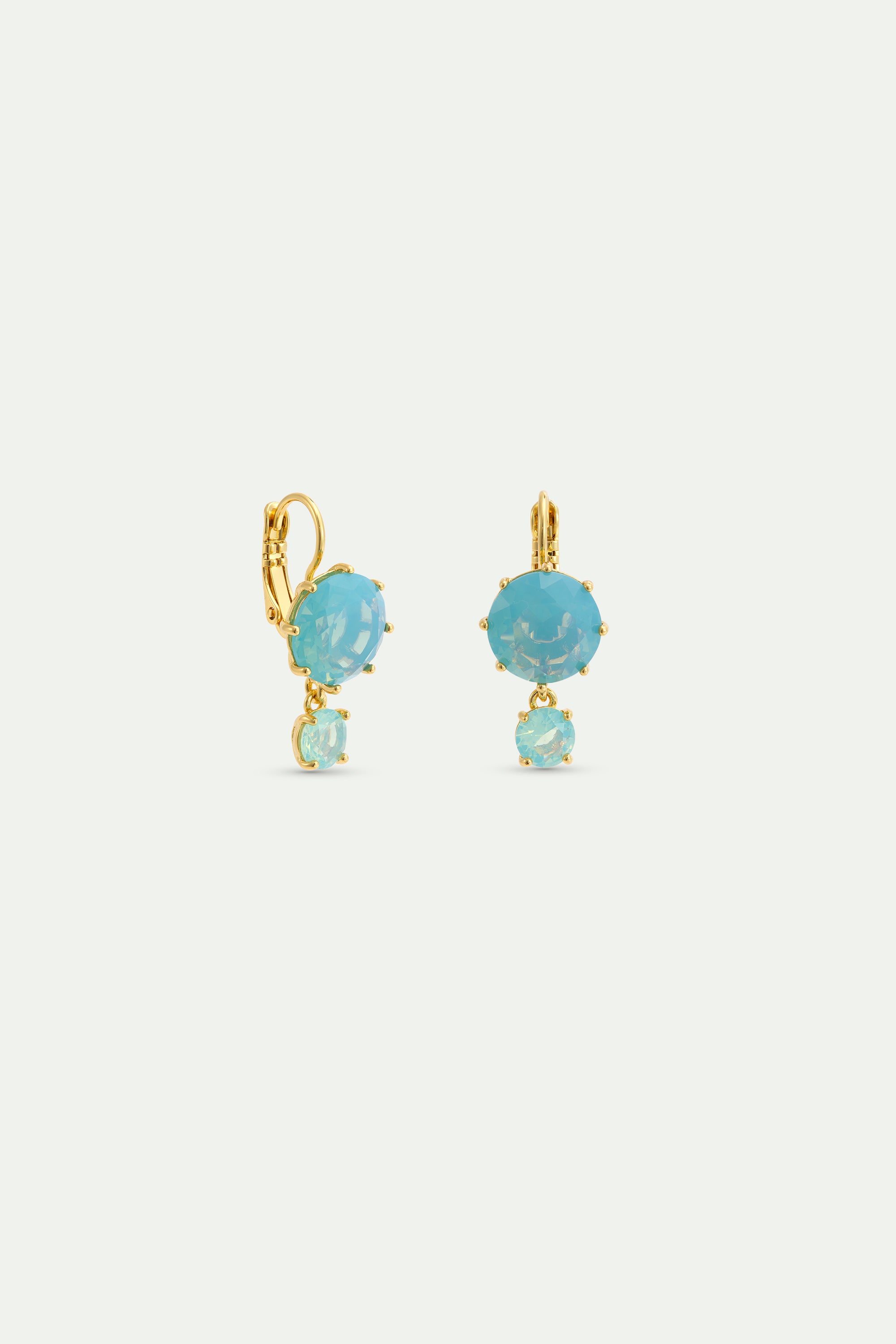 Sleeper earrings with two glacier blue Diamantine stones