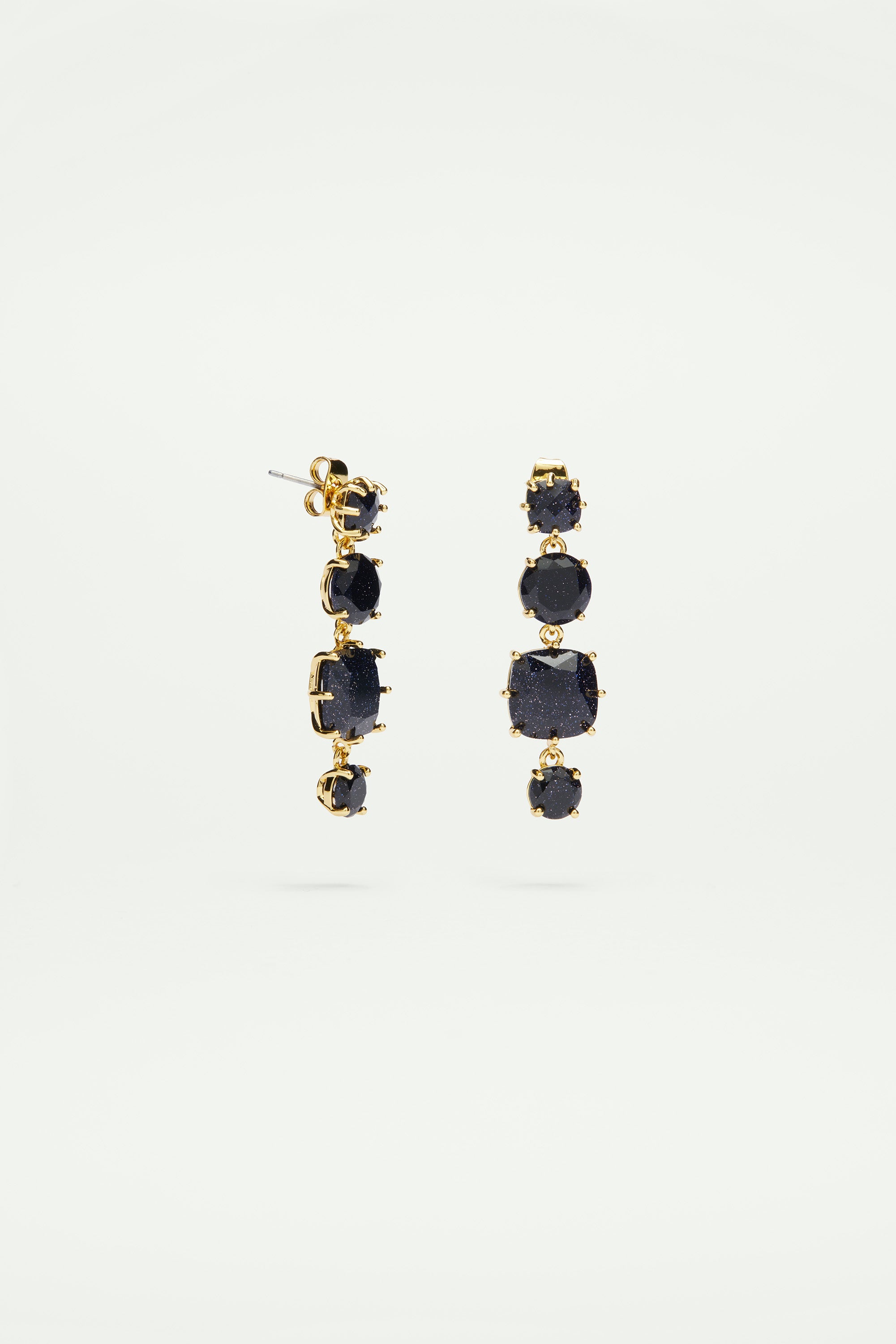 Deep Sparkling Blue 4 Stones La Diamantine Stud Earrings