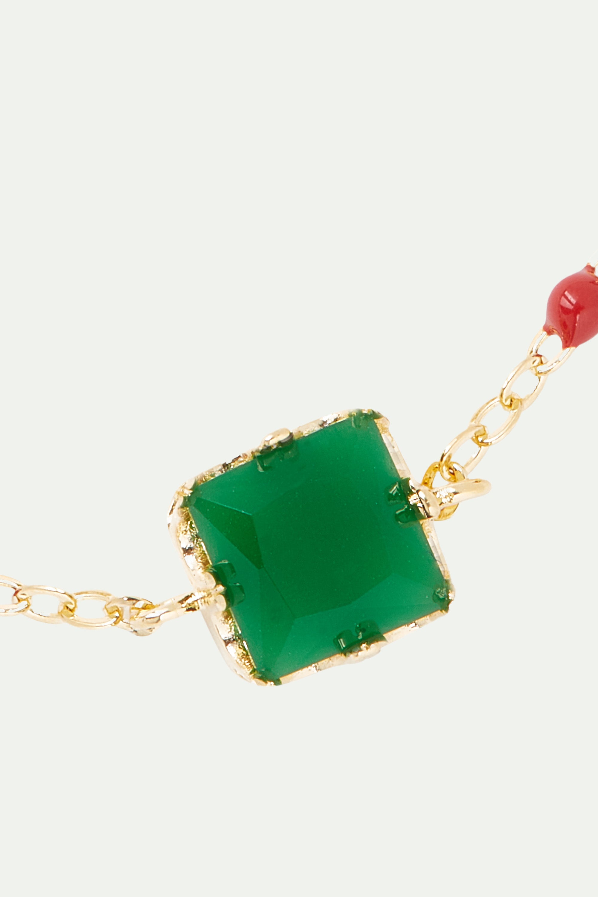 Bracelet fin pierre carrée verte