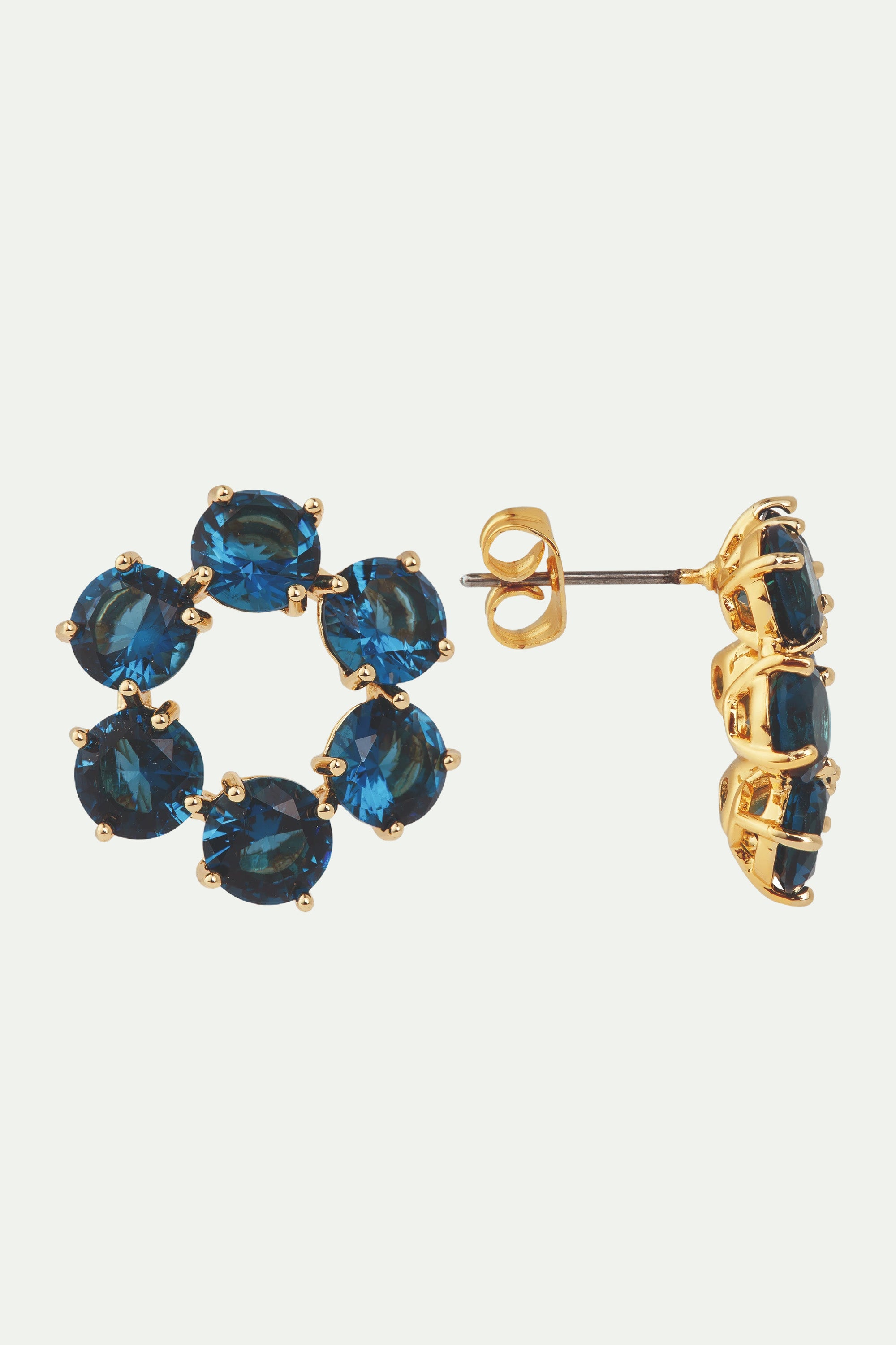 Ocean blue diamantine 6 stone post earrings