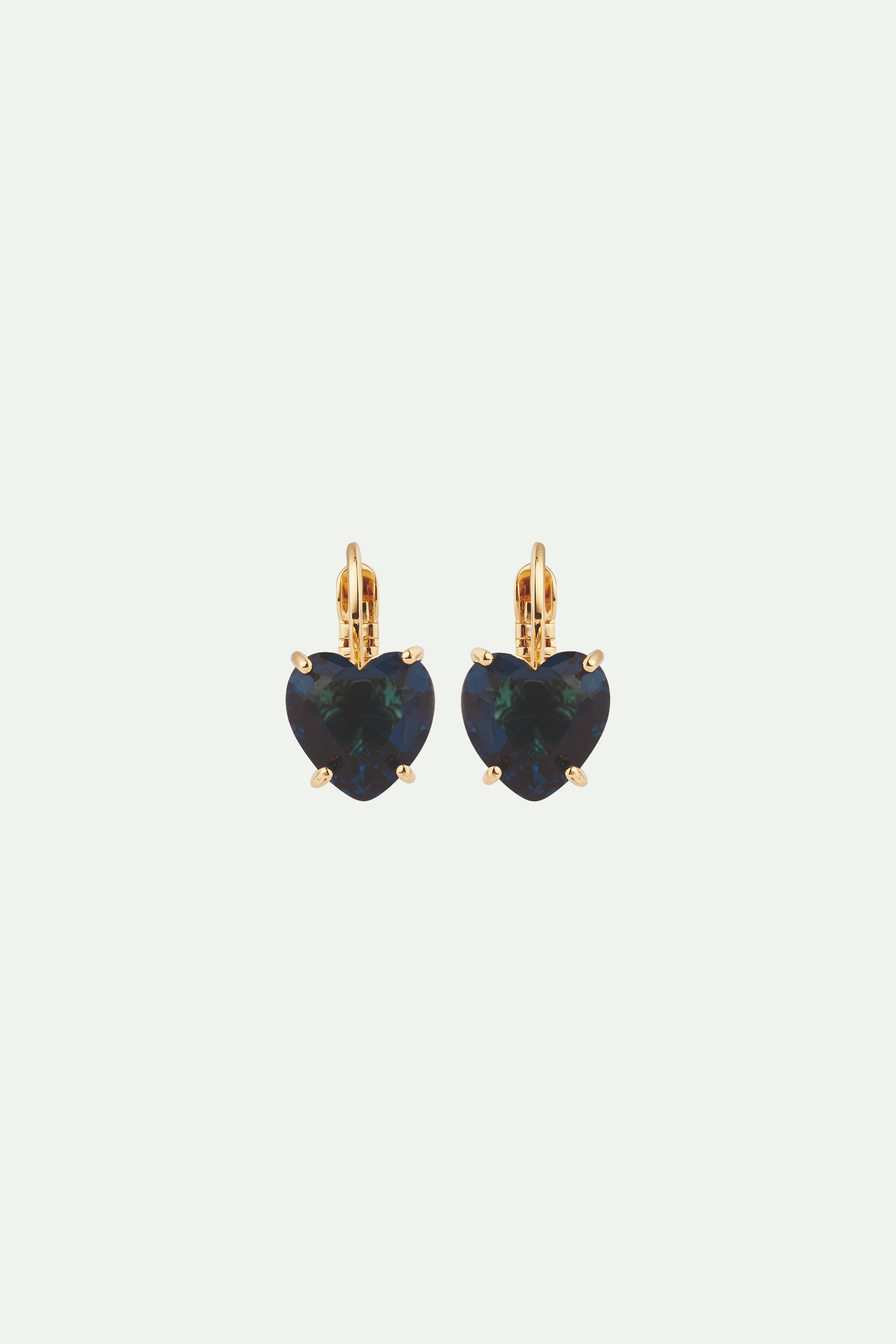Ocean blue heart-shaped stone sleeper earrings
