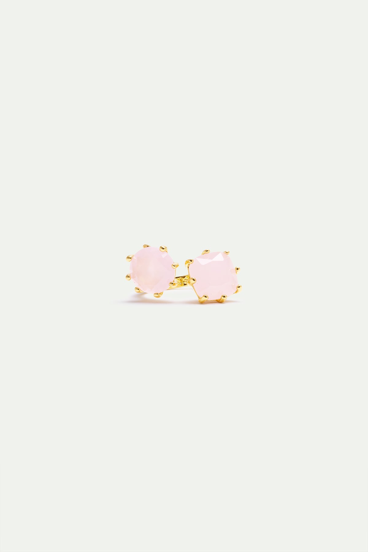 Bague ajustable deux pierres la Diamantine rose pâle