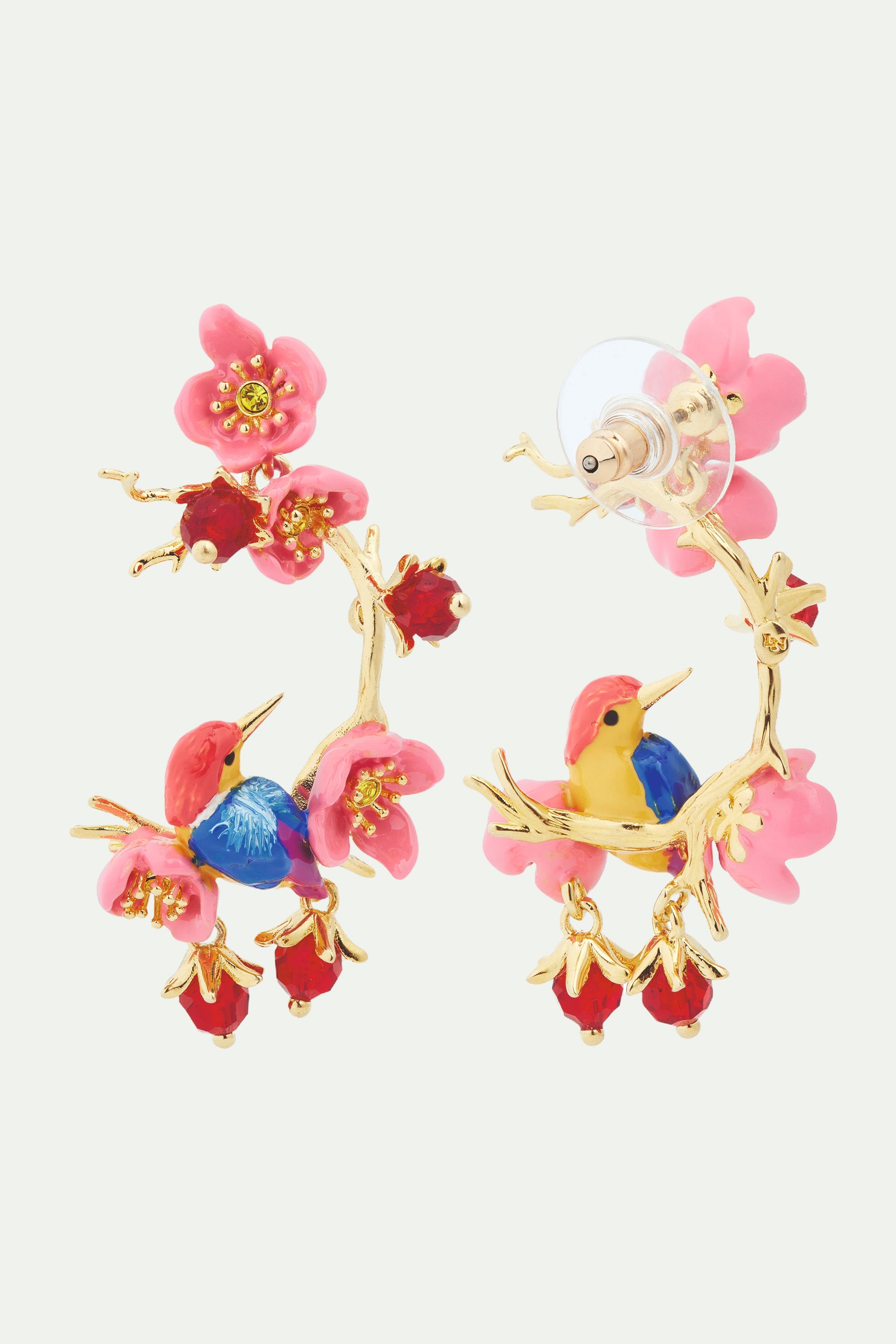 Kingfisher and plum blossom post earrings