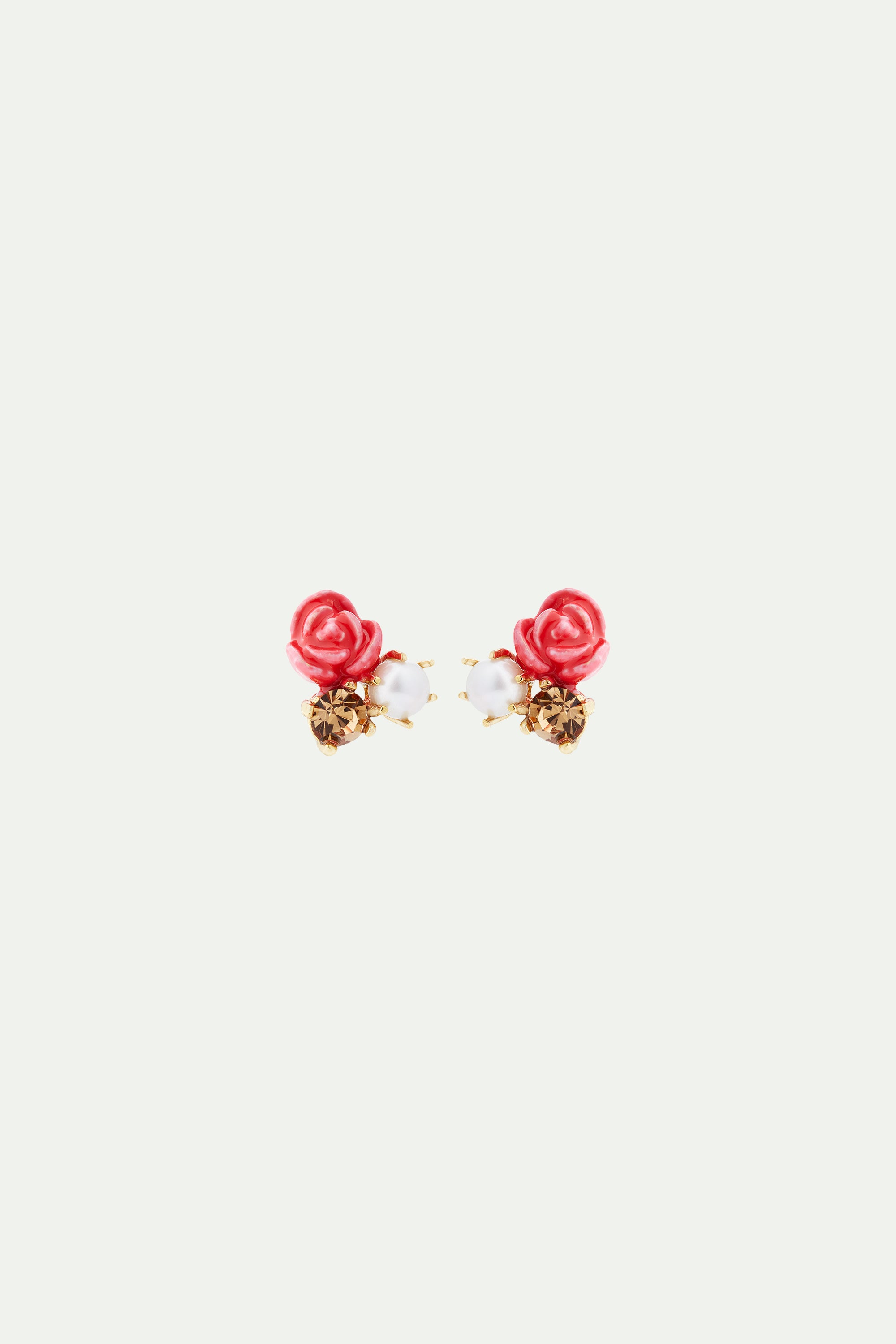 Boucles d'oreilles rose, perle de culture et pierre
