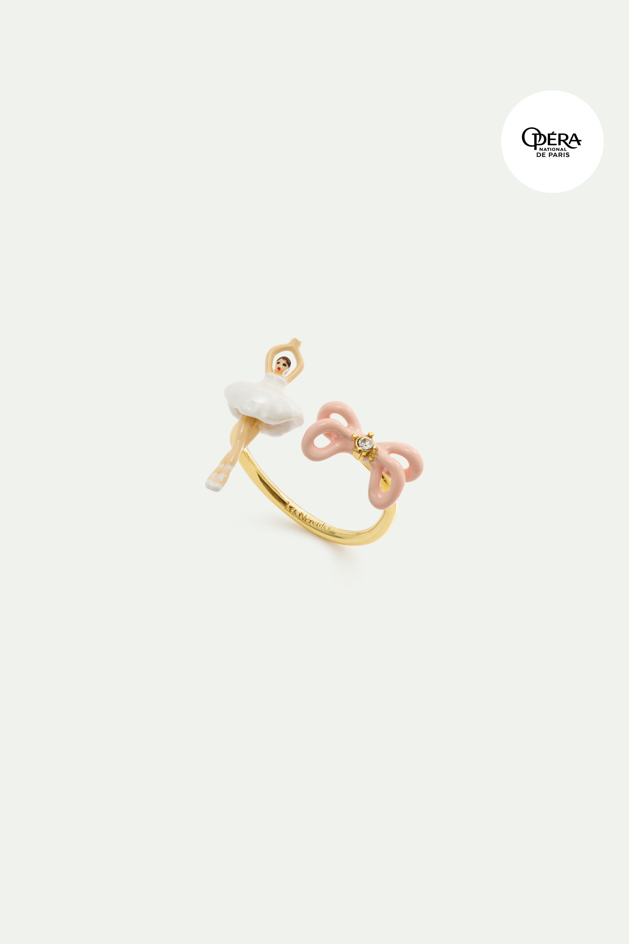 Bague ajustable mini Ballerine et nœud rose