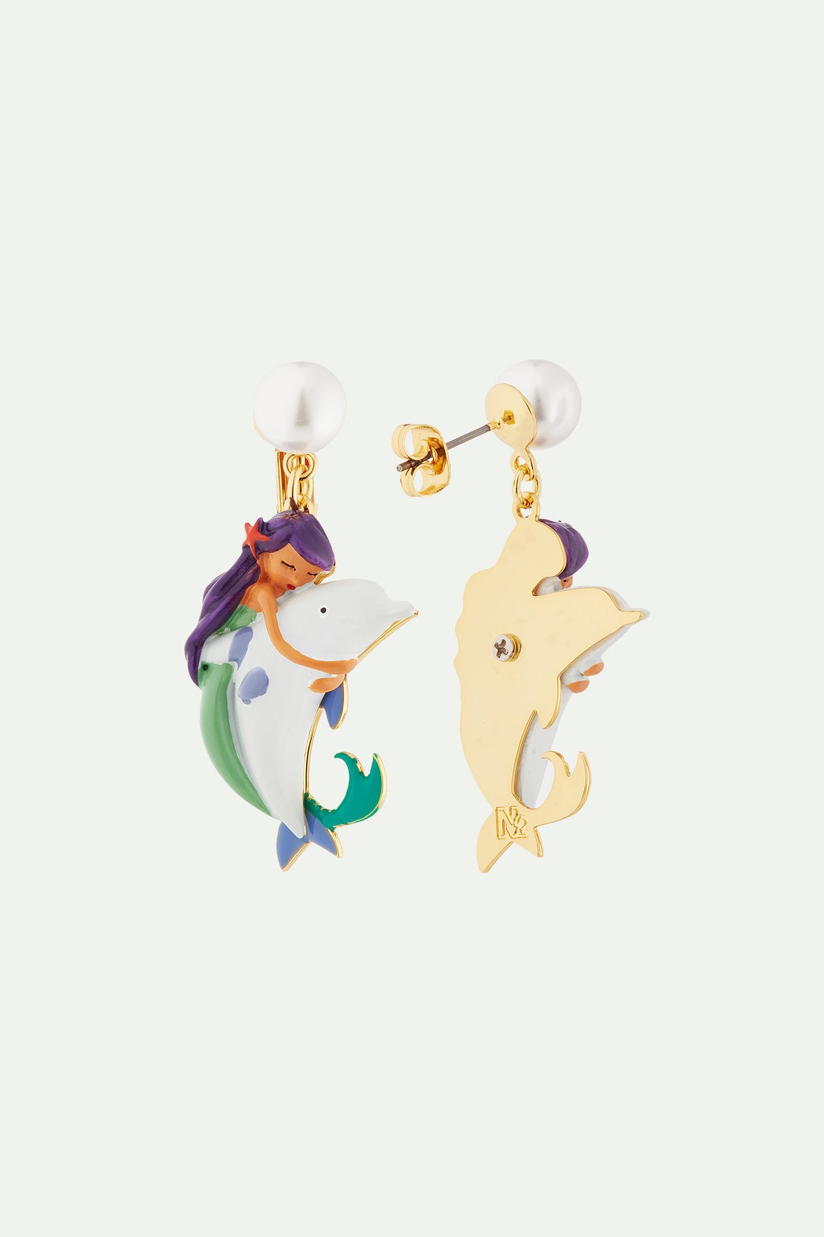 Boucles d'oreilles sirène et dauphin